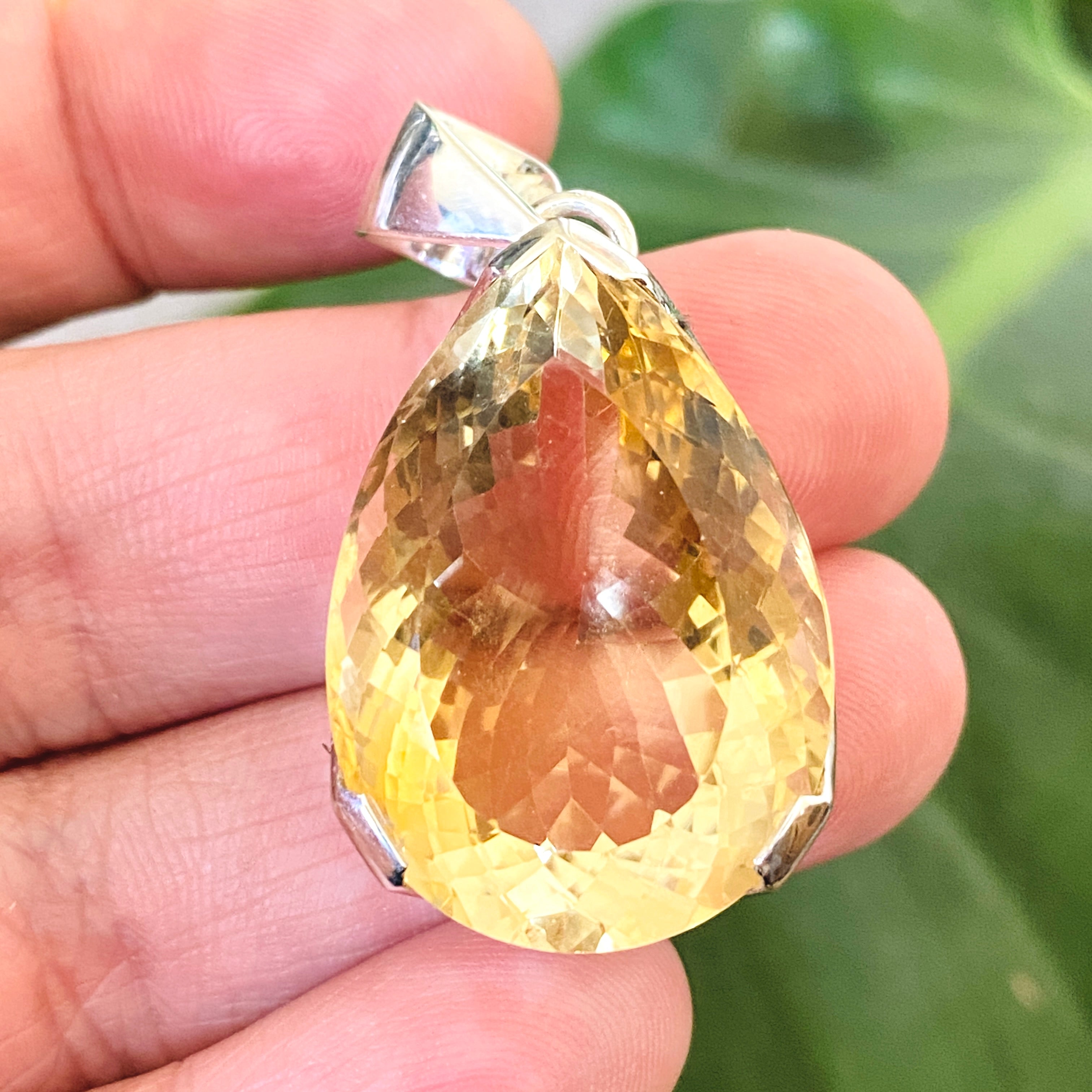 Natural Citrine Teardrop Faceted Pendant Necklace - 925 Sterling Silver Jewelry KPGJ4790 | Elegant Gift for Women, Birthday, Anniversary & Special Occasions