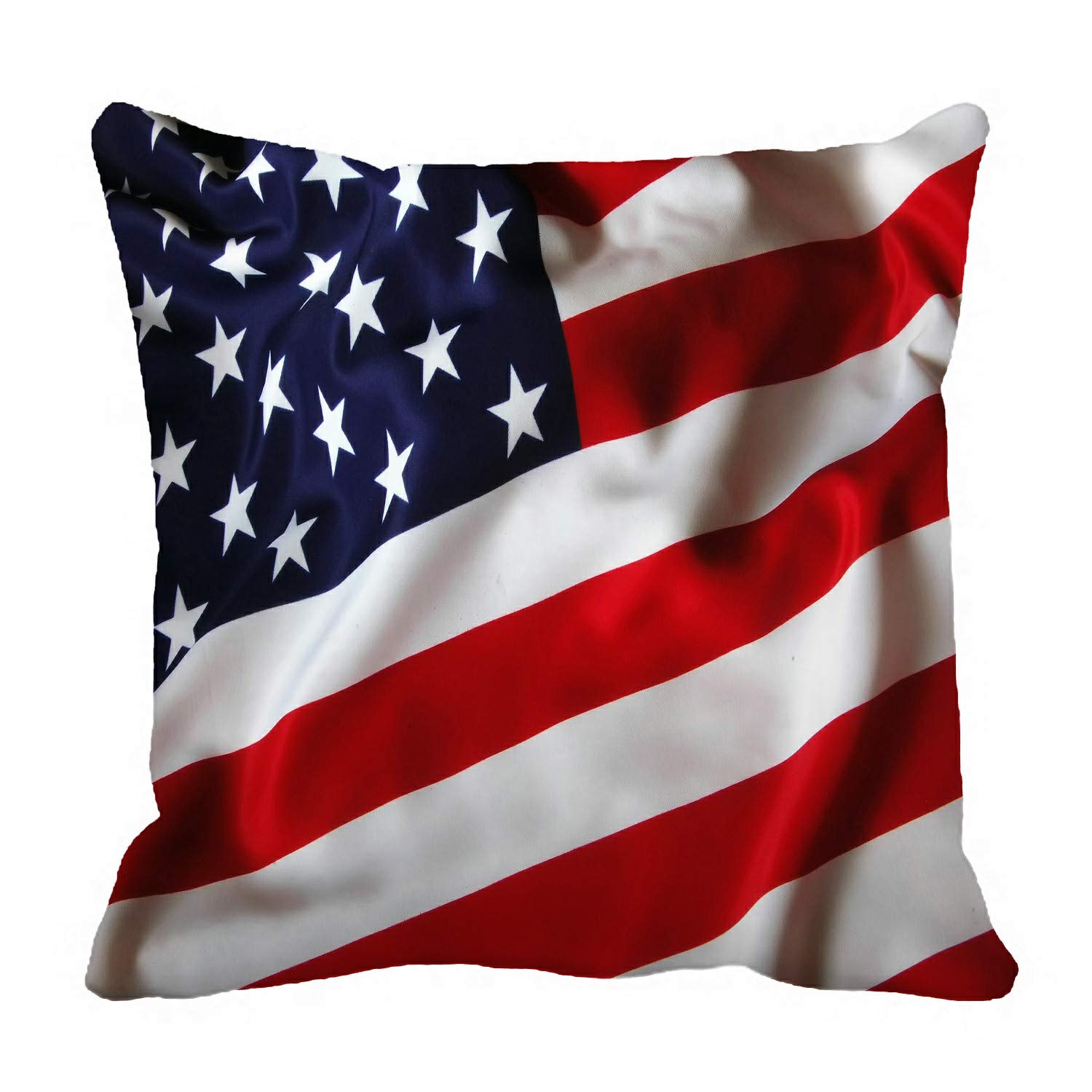 American Flag Pillow Cover 16x16 Inch - Patriotic Decorative Cushion Case for Home, Sofa, Bedroom & Outdoor Decor