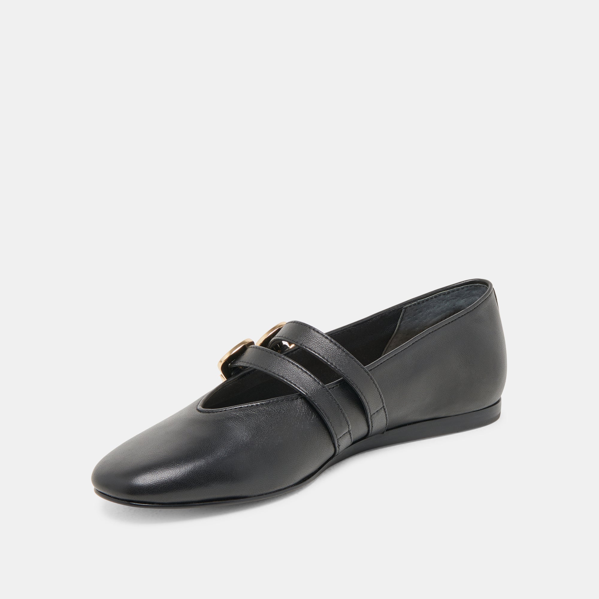 BAYLEE Wide Ballet Flats for Women - Black Leather Comfortable Slip On Shoes for Work, Casual & Everyday Wear