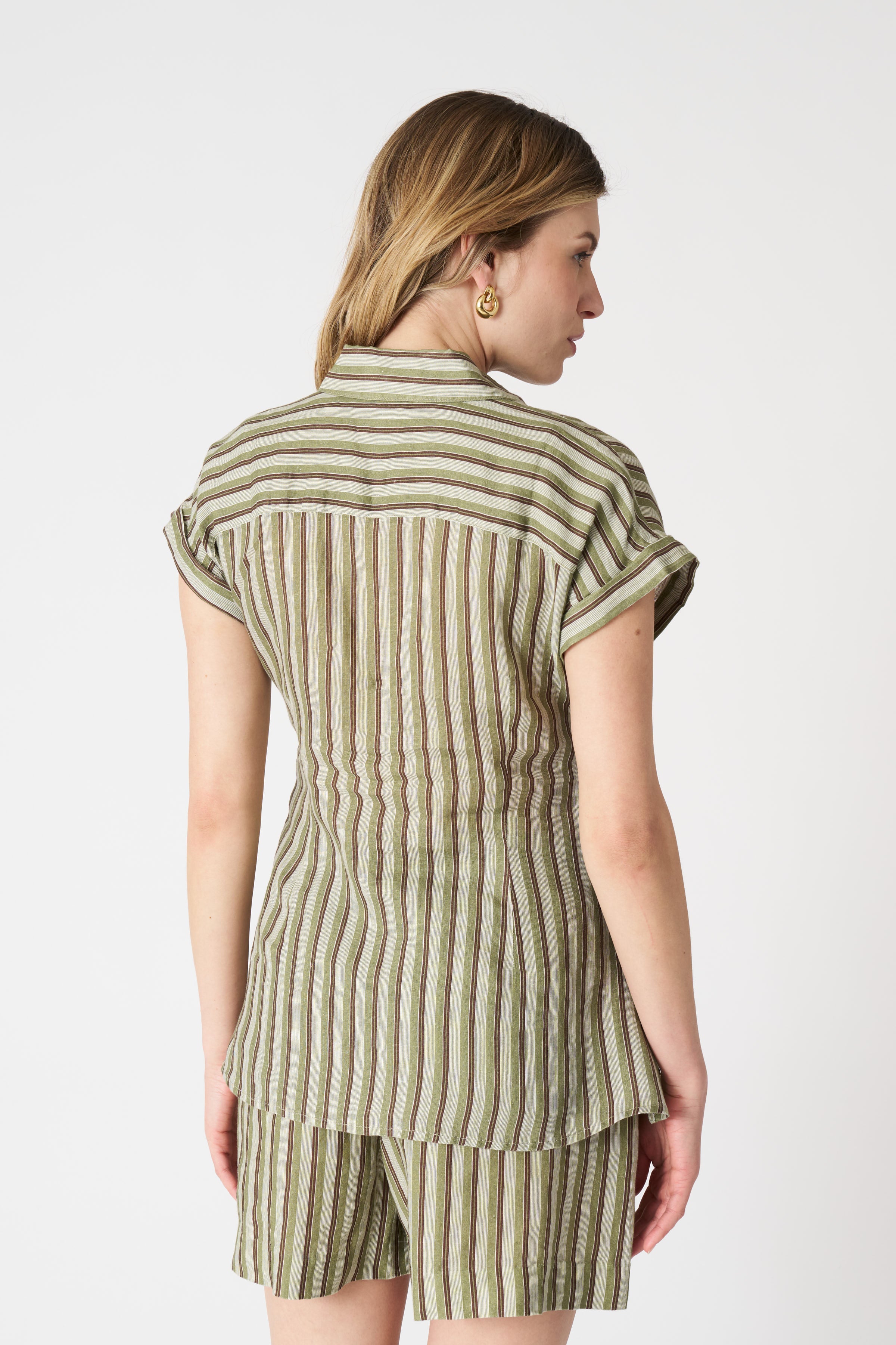 Stylish Striped Shirt with Draped Knot Detail - Trendy Women's Casual Top for Office Wear & Weekend Outings