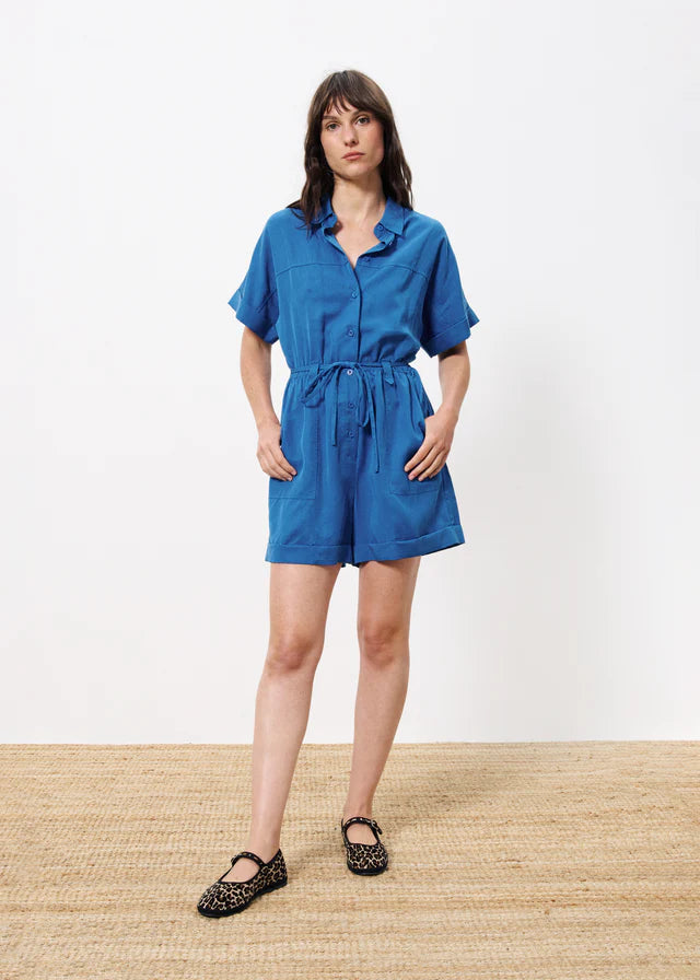 Electric Blue Lily Playsuit - Women's Jumpsuit Romper for Casual Wear, Summer Outfits & Beach Vacations