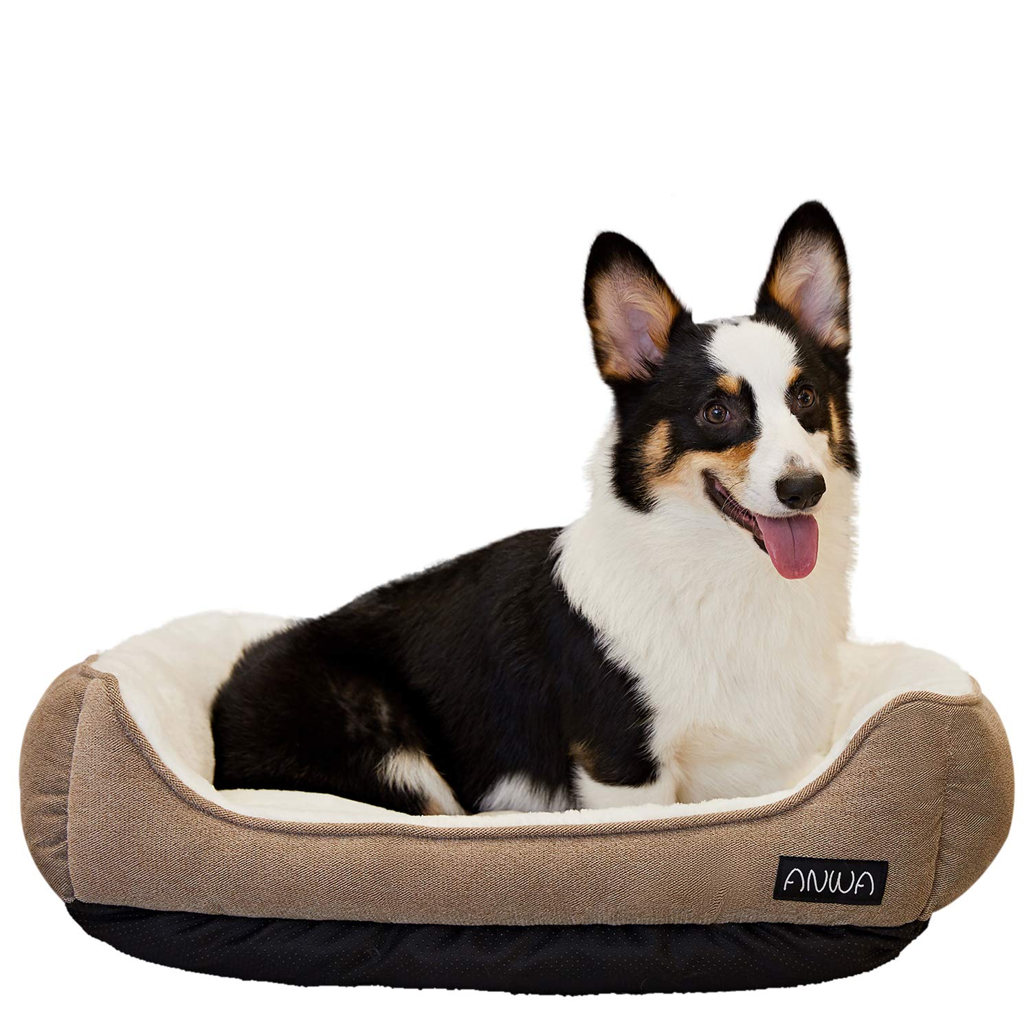 ANWA Durable Orthopedic Dog Bed for Medium Dogs - Machine Washable Square Pet Bed with Removable Cover - Perfect for Crates, Kennels & Home Use