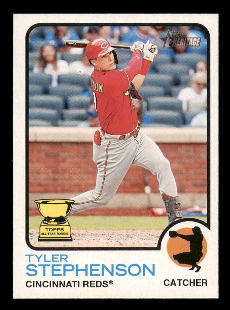 2022 Topps Heritage #498 Tyler Stephenson Cincinnati Reds SP Baseball Card - NM-MT Condition, High Number Short Print - Perfect for MLB Collectors & Sports Memorabilia Displays