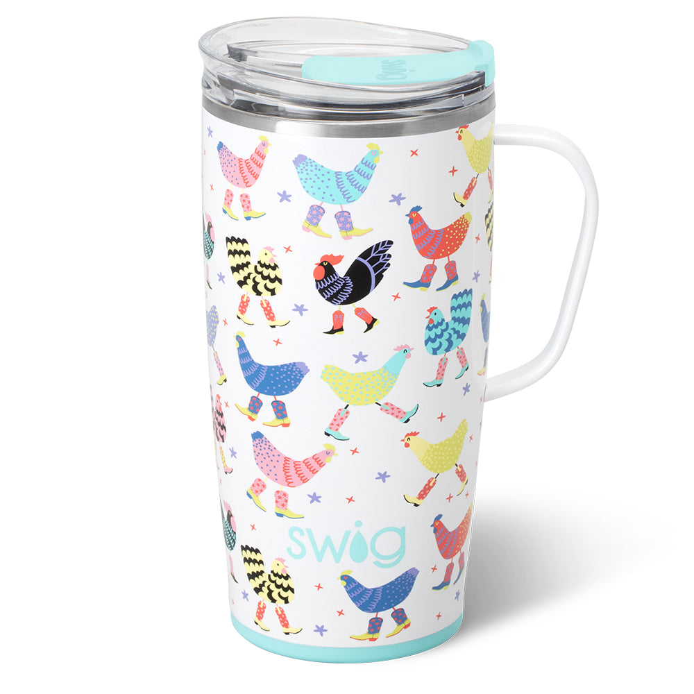 22oz Funky Chicken Insulated Travel Mug - Leak-Proof Coffee Thermos for Commuting, Camping & Outdoor Adventures