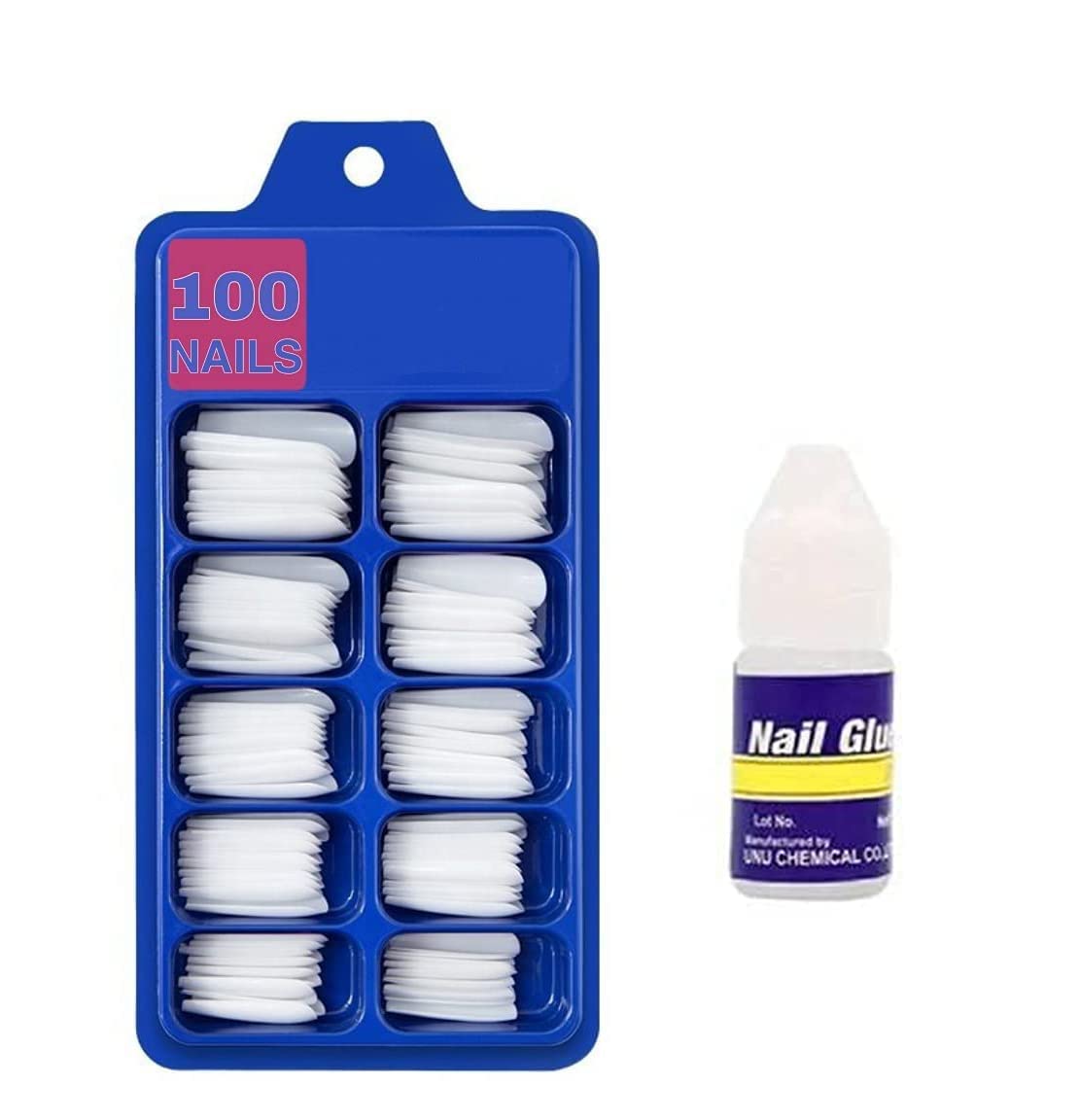 100 Pcs Reusable Artificial White Fake Nails with Glue - Perfect for Parties, Weddings & Girls Night Out | Long Lasting Press on Nails for Special Occasions