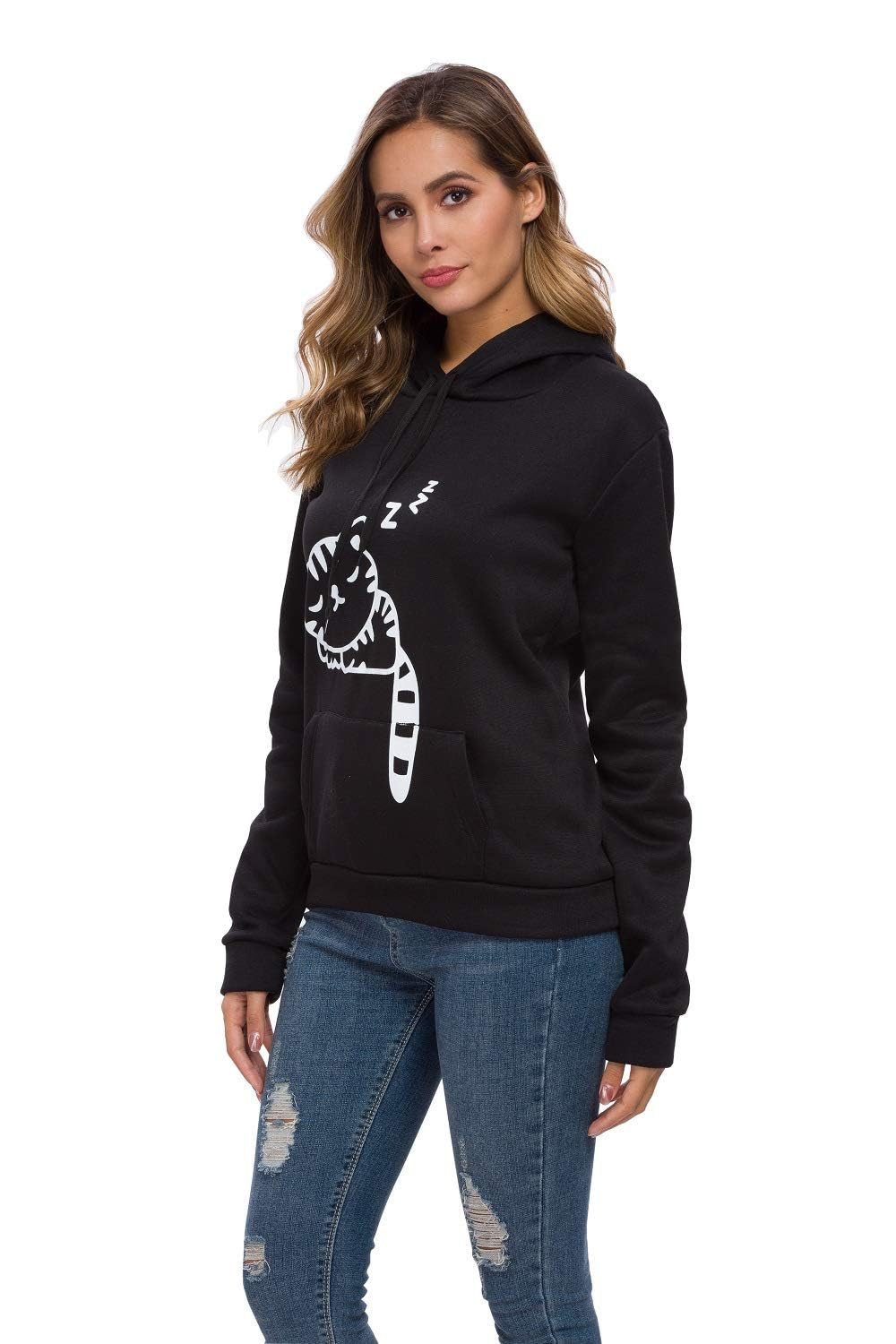 RGOSME Women's Cute Cat Ear Hoodie Sweatshirt - Soft Pullover with Cat Print for Teens & Girls | Perfect for Sleeping, Lounging & Casual Wear