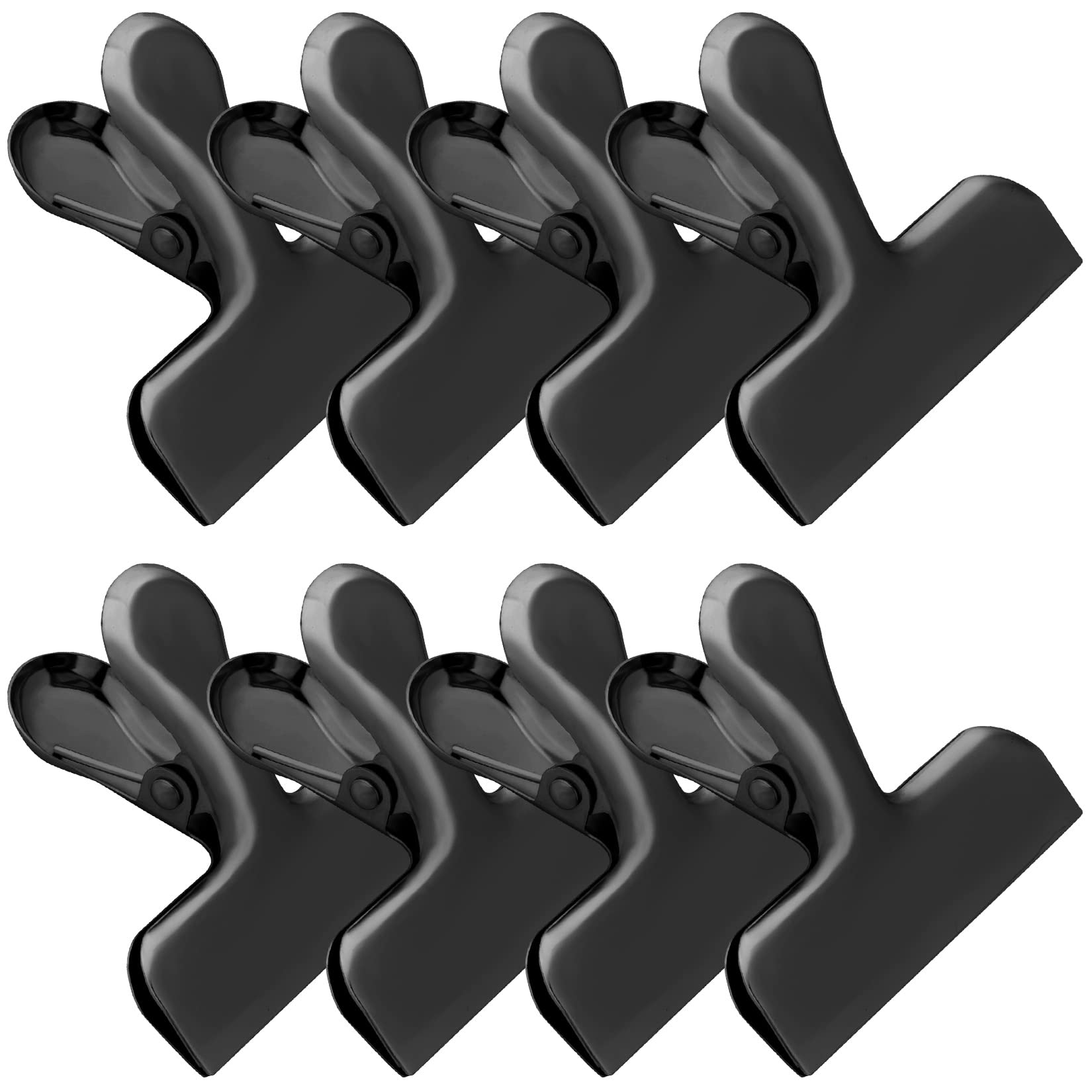 Funfery 8 Pack Stainless Steel Black Chip Clips - 3 Inch Heavy Duty Food Bag Clips for Snacks, Chips, Bread & Kitchen Storage | Durable Metal Clips for Food Packaging, Office & Home Organization (Great for Pantry, Freezer & Travel)