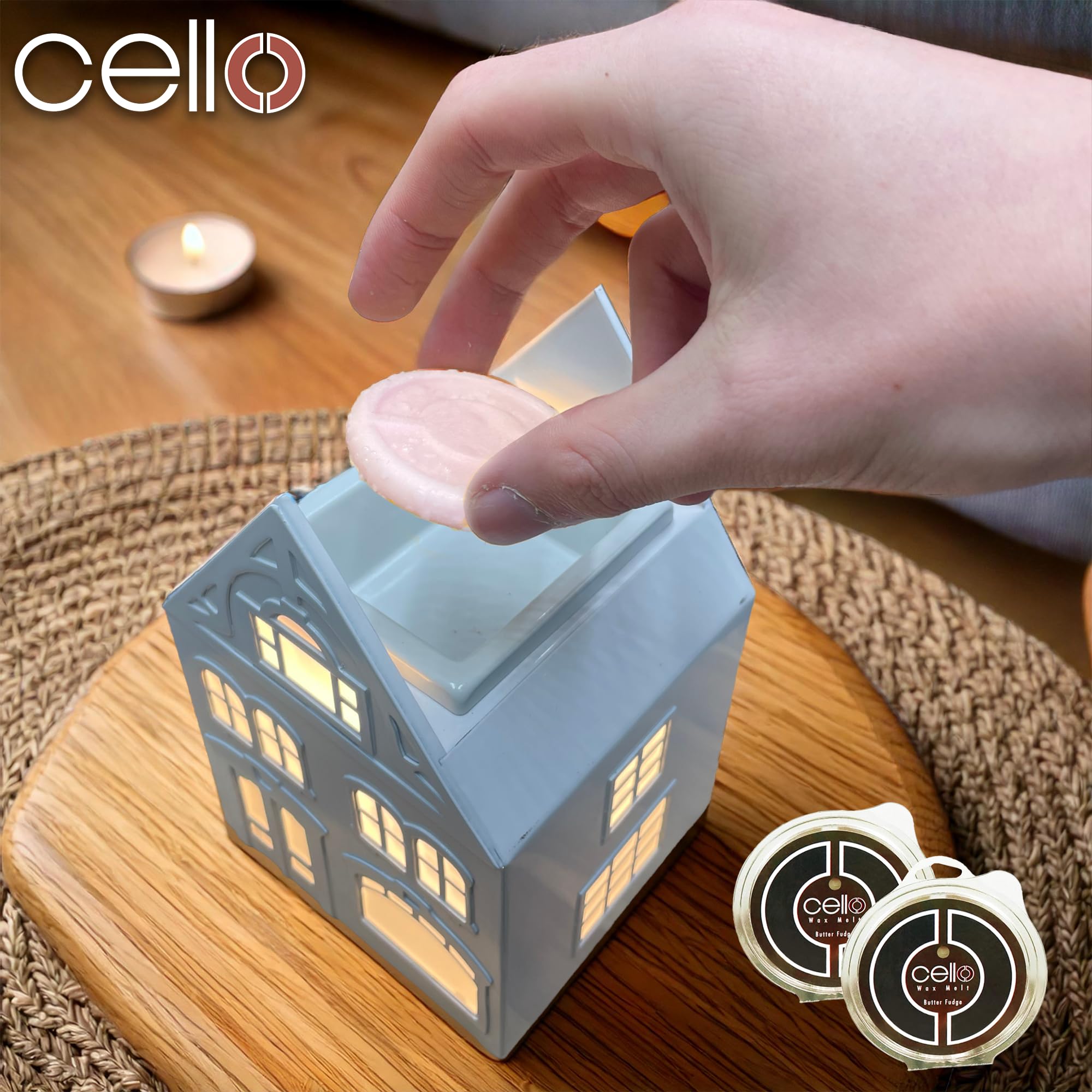 Cello George Street House Electric Wax Warmer - Maroon & Grey Aromatherapy Wax Melter for Home, Office & Spa Relaxation