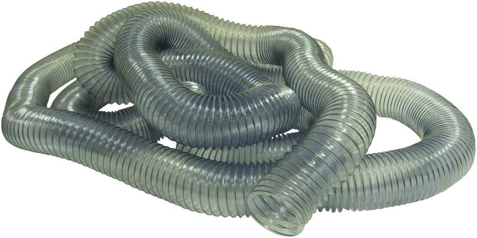 Rubber-Cal Clear PVC Flexduct Light Duty Duct Hose - 8 Inch Inner Diameter x 50 Feet Length (Fully Stretched) - Ideal for HVAC, Ventilation, and Exhaust Systems in Homes and Workshops