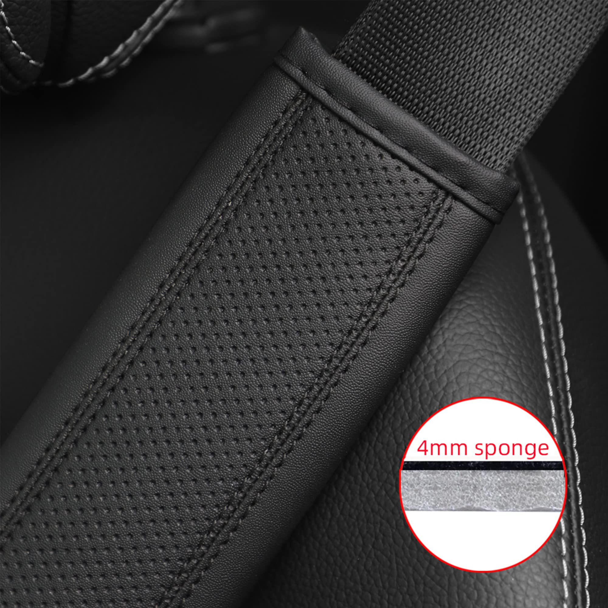 Breathable Leather Car Seat Belt Cover - Comfortable Shoulder & Neck Protection for Safe Driving (Black) | Ideal for Long Commutes, Road Trips & Daily Comfort