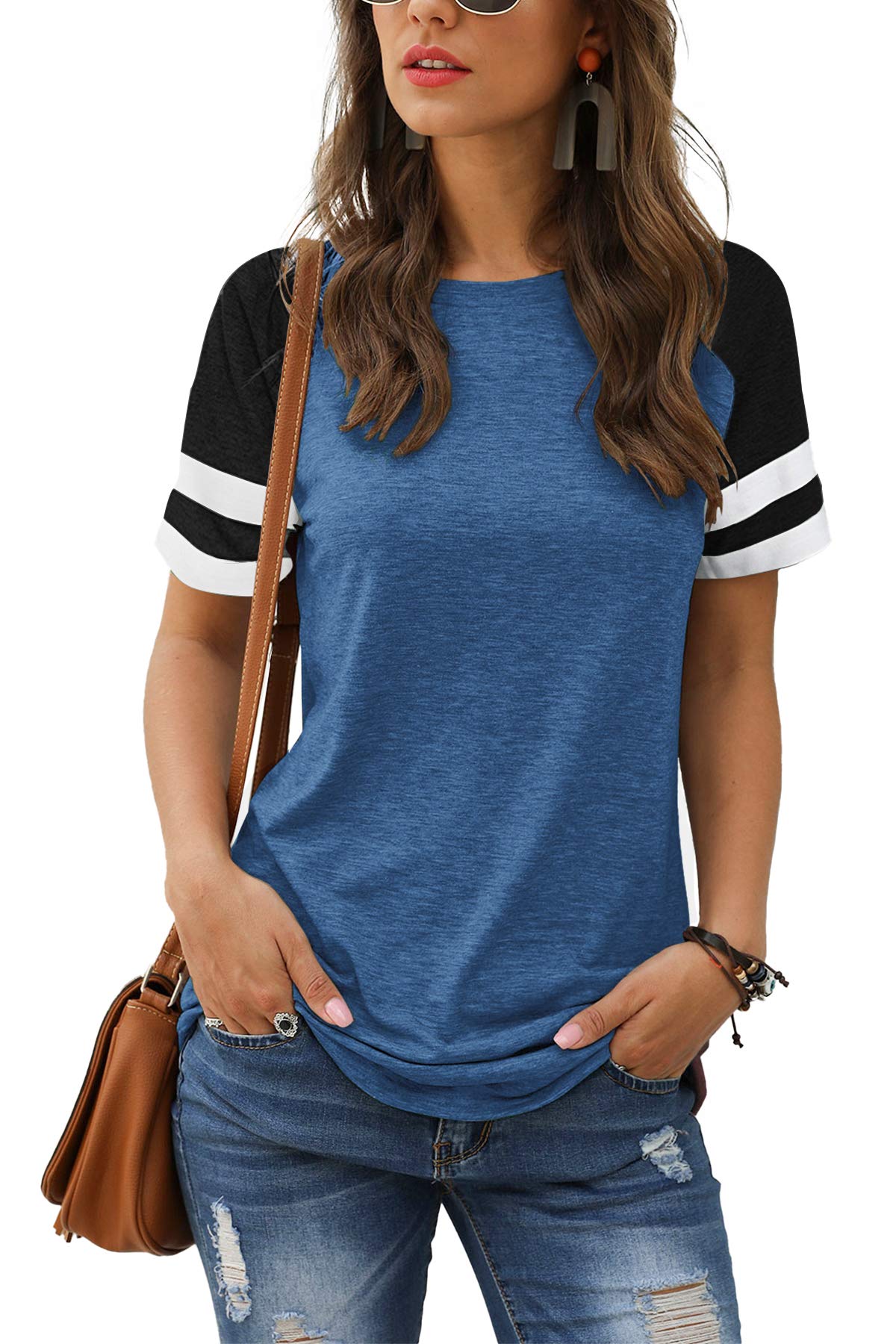 Adibosy Women's Summer Casual Short Sleeve Striped Tunic Top - Crew Neck T-Shirt Blouse for Women | Perfect for Beach, Vacation & Everyday Wear