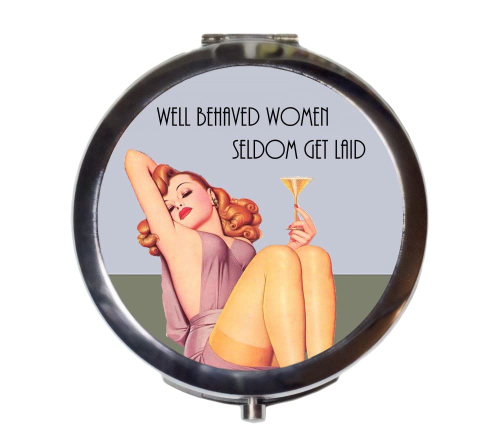 Vintage Pin Up Girl Compact Mirror - Funny Retro Pocket Mirror for Makeup & Cosmetics | Perfect for Purse, Travel & Vintage Lovers