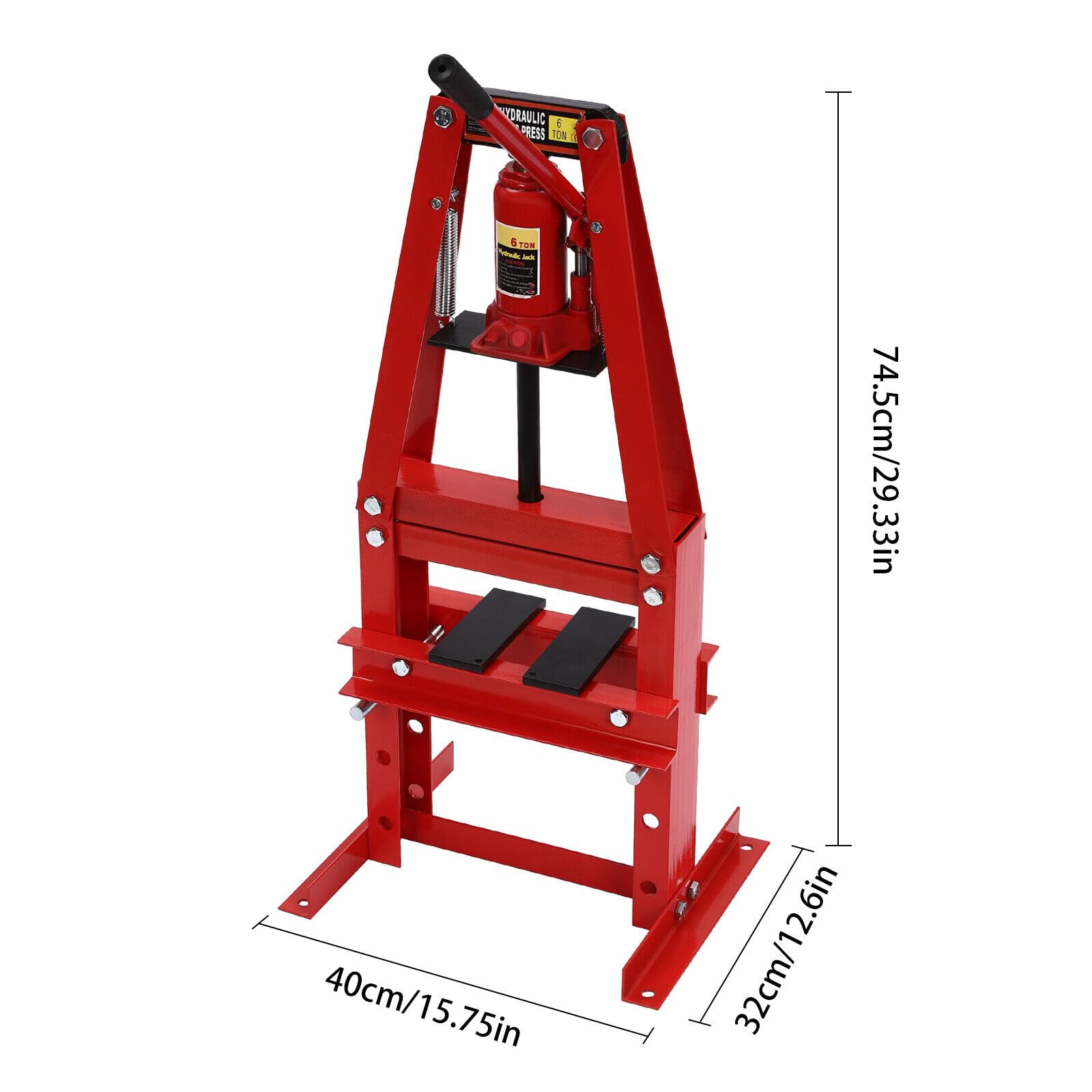 6 Ton Hydraulic Press - Heavy Duty Benchtop Shop Press with Pressure Gauge, H-Frame Adjustable Garage Floor Press for Auto Repair, Metalworking & Mechanical Workshops | Perfect for Bearing Removal, Straightening Metal & Auto Maintenance