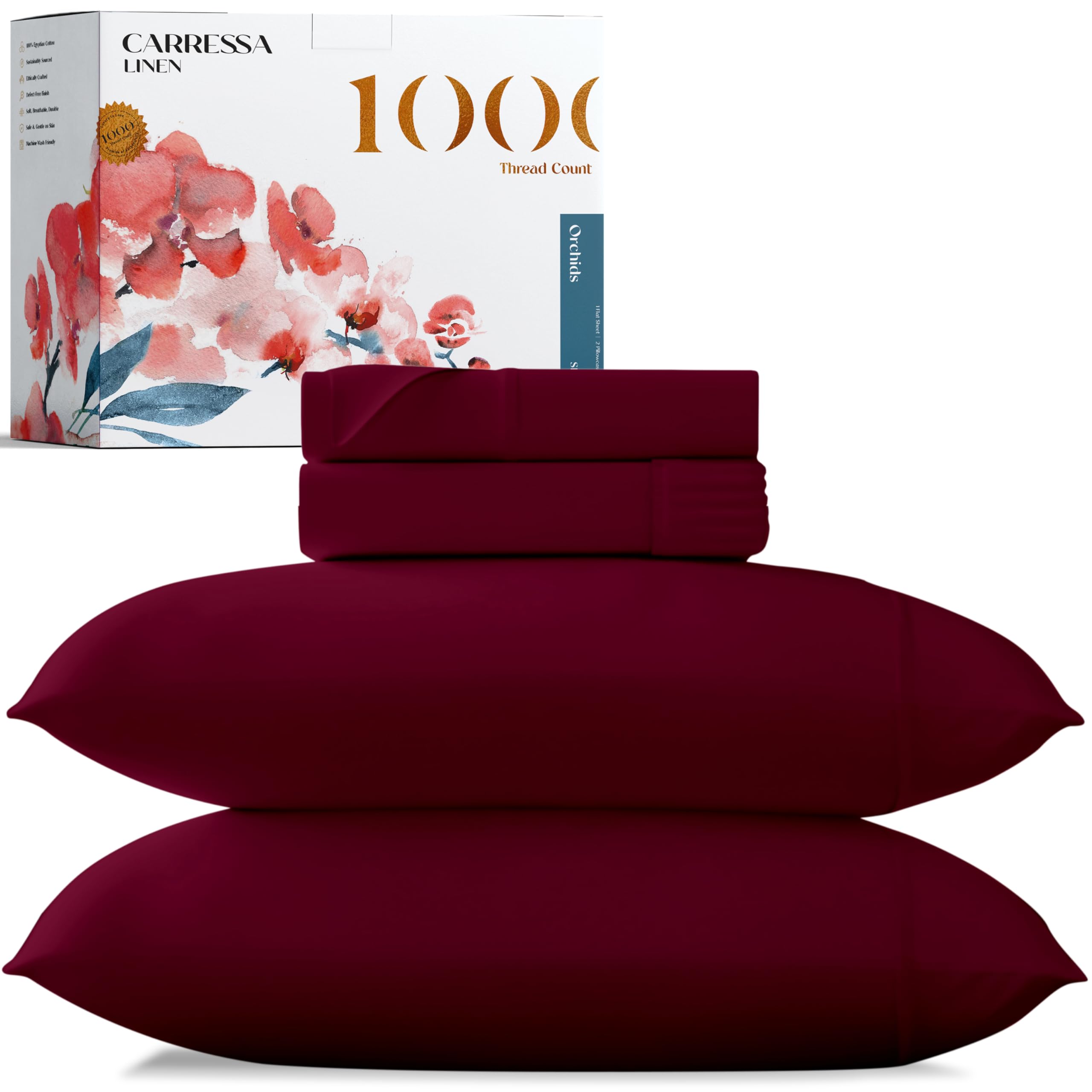 Luxury 1000 Thread Count Egyptian Cotton King Size Bed Sheets - 4 Piece Set, Soft & Cooling Sateen Weave, Extra Long Staple, Fits Up to 18