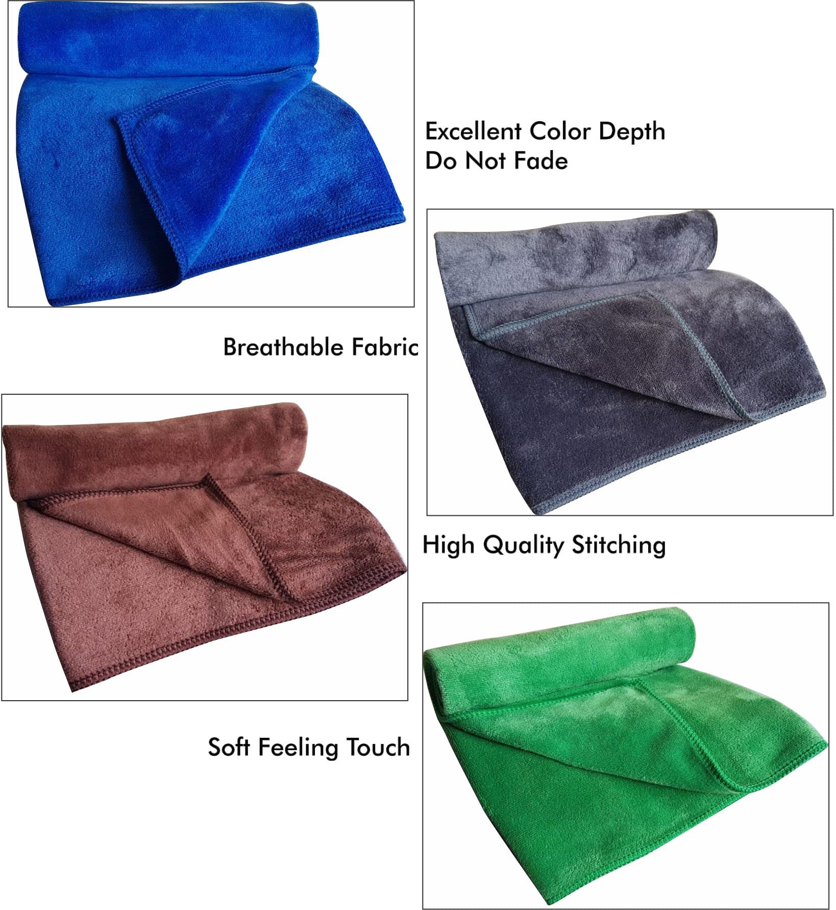 Premium SoftSwiss Microfiber Towels (4-Pack) - 40x40cm, 400GSM Ultra Soft & Absorbent for Makeup Removal, Facial Cleansing & Hand Drying | Antibacterial, Quick-Drying & Hypoallergenic | Ideal for Gym, Travel, Spa & Daily Skincare Routine (Green)