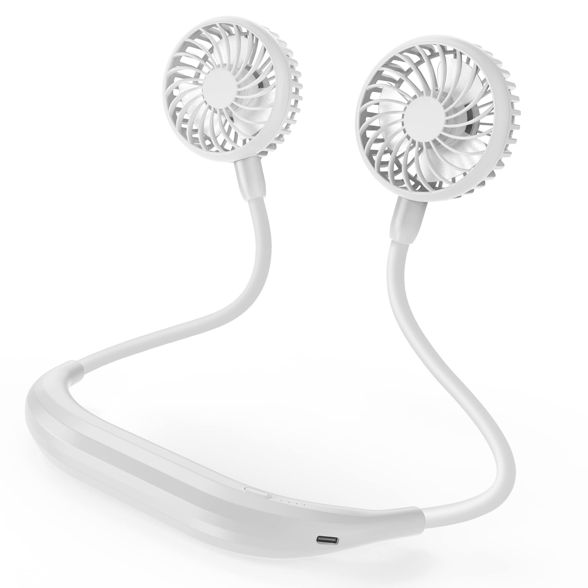 Portable Neck Fan with 2600mAh Battery - Ultra Quiet Hands-Free USB Personal Fan, 3 Speed Settings & 360° Adjustable for Strong Cooling - Perfect for Home, Office, Outdoor, Travel, Gym & Summer Activities (White)