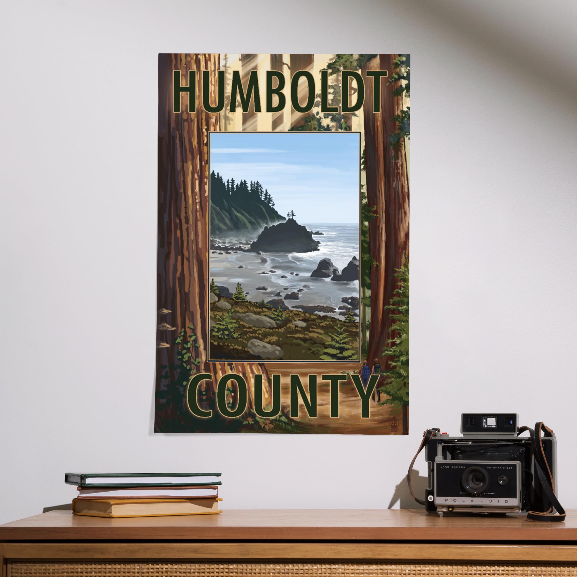 Lantern Press 16x24 Inch Giclee Art Print - Humboldt County California Redwoods & Beach Landscape Wall Decor | Perfect for Living Room, Bedroom or Office