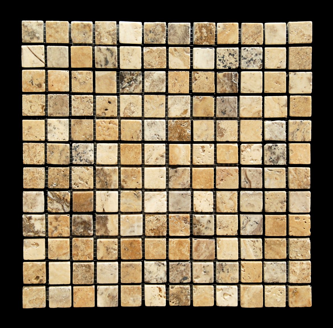 Philadelphia 1X1 Travertine Tumbled Mosaic Tile - Box of 5 sq. ft. for Bathroom Backsplash, Kitchen Wall, and Shower Floor Decoration