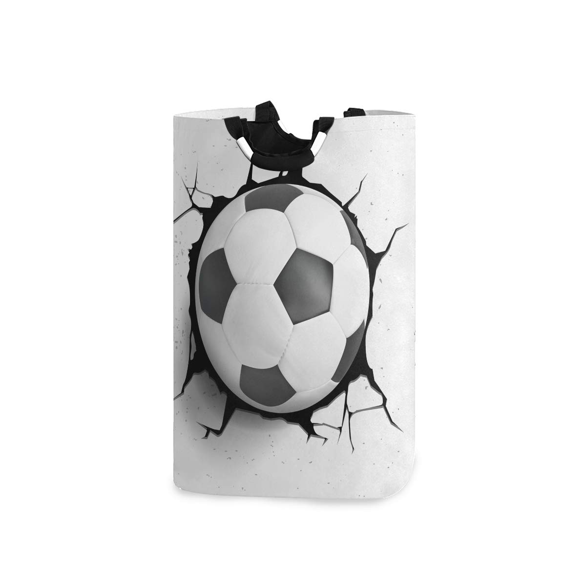 3D Soccer Ball Collapsible Laundry Basket - Large Foldable Cloth Hamper with Handle for Clothes Storage & Organization | Perfect for Bedroom, Dorm, Laundry Room & Travel Use