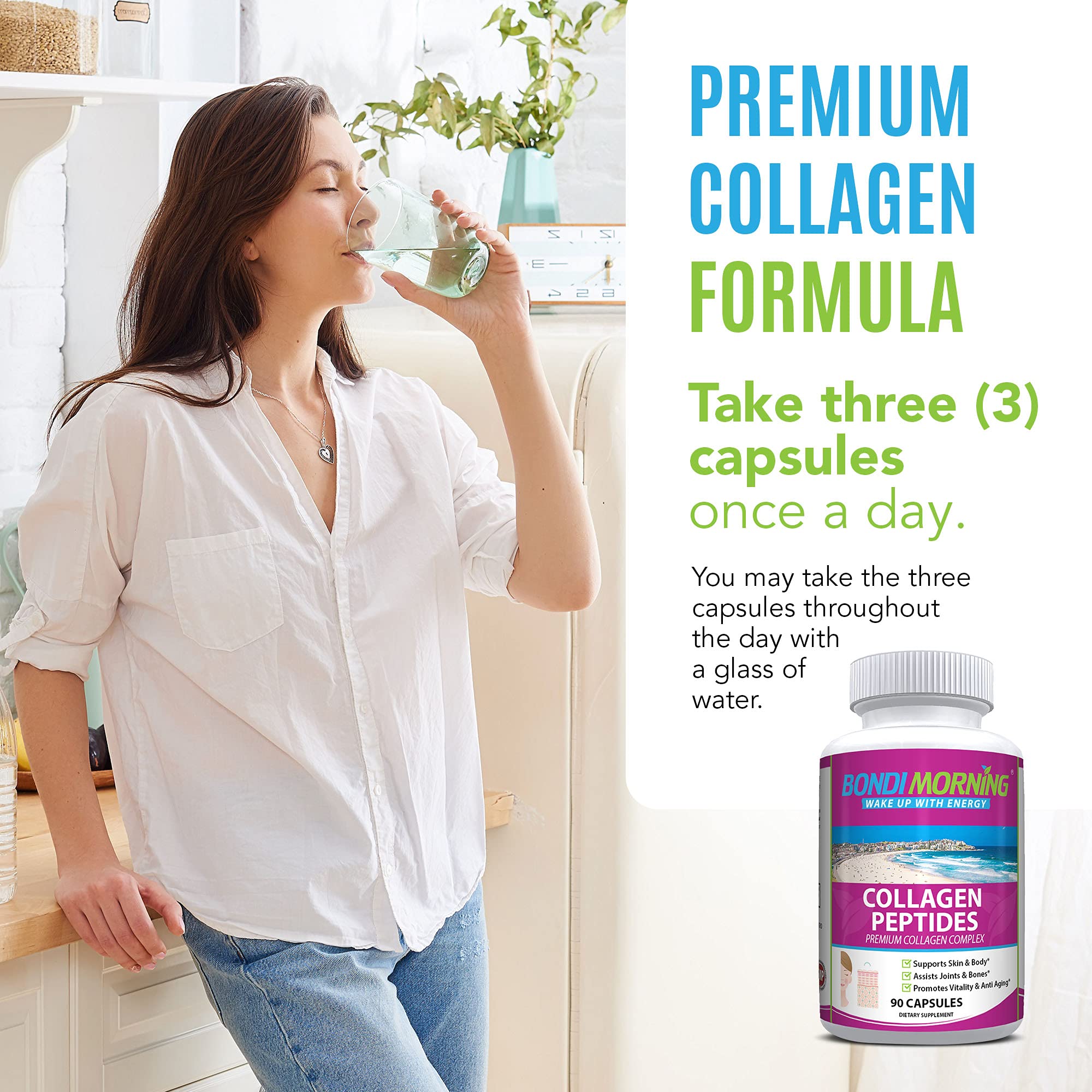 Hydrolyzed Collagen Peptides Supplement - 90 Capsules for Anti-Aging, Skin Elasticity, Joint & Bone Support, Gut Health | Supports Hair Growth & Nail Strength | Perfect for Daily Wellness Routine & Active Lifestyle