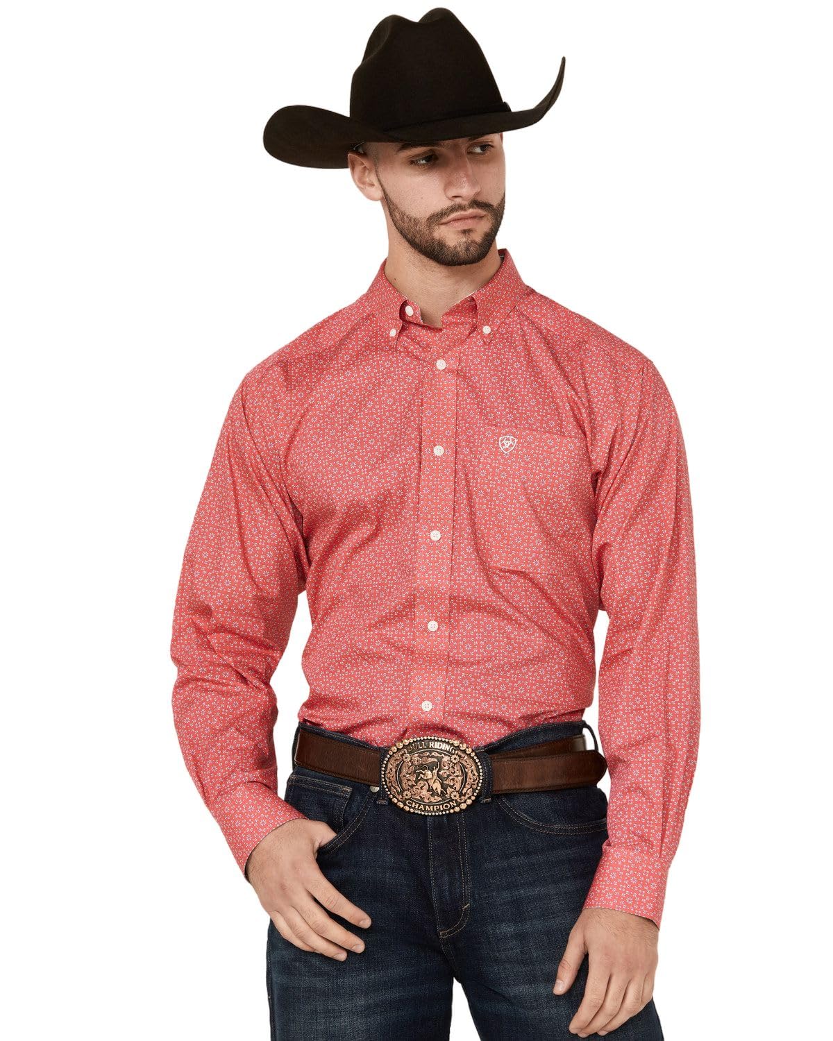 ARIAT Men's Wrinkle Free Brennan Classic Fit Button Down Shirt - Comfortable Long Sleeve Casual Work & Office Wear