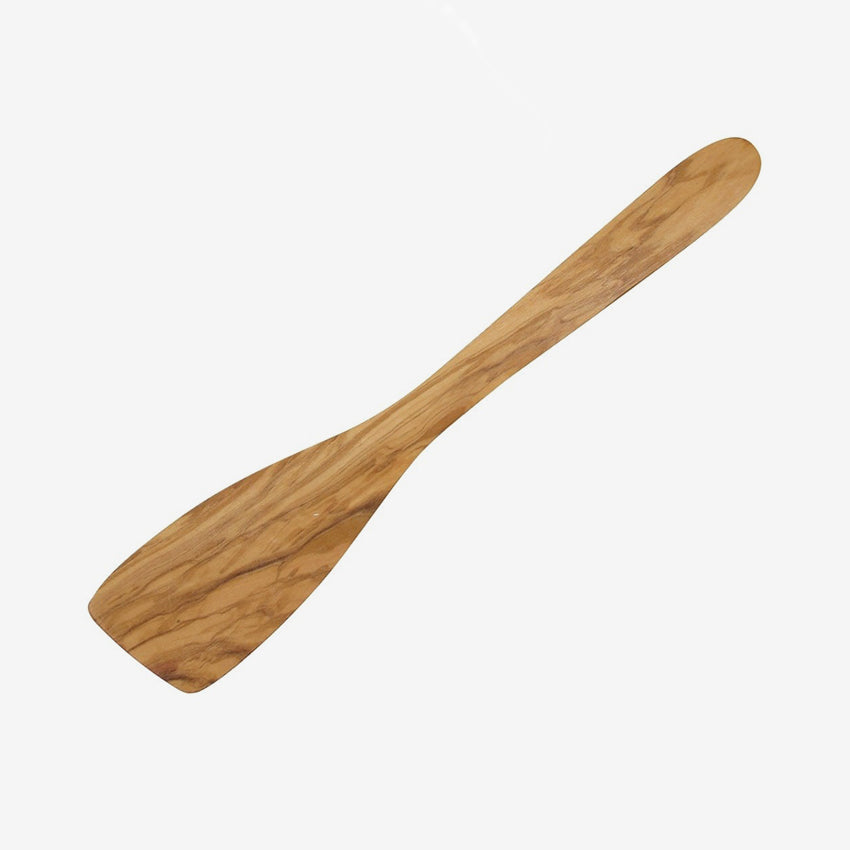 Premium Olive Wood Curved Spatula by David Shaw - Natural Kitchen Utensil for Cooking, Baking & Serving - Ideal for Non-Stick Pans, Scraping Bowls & Cake Decorating