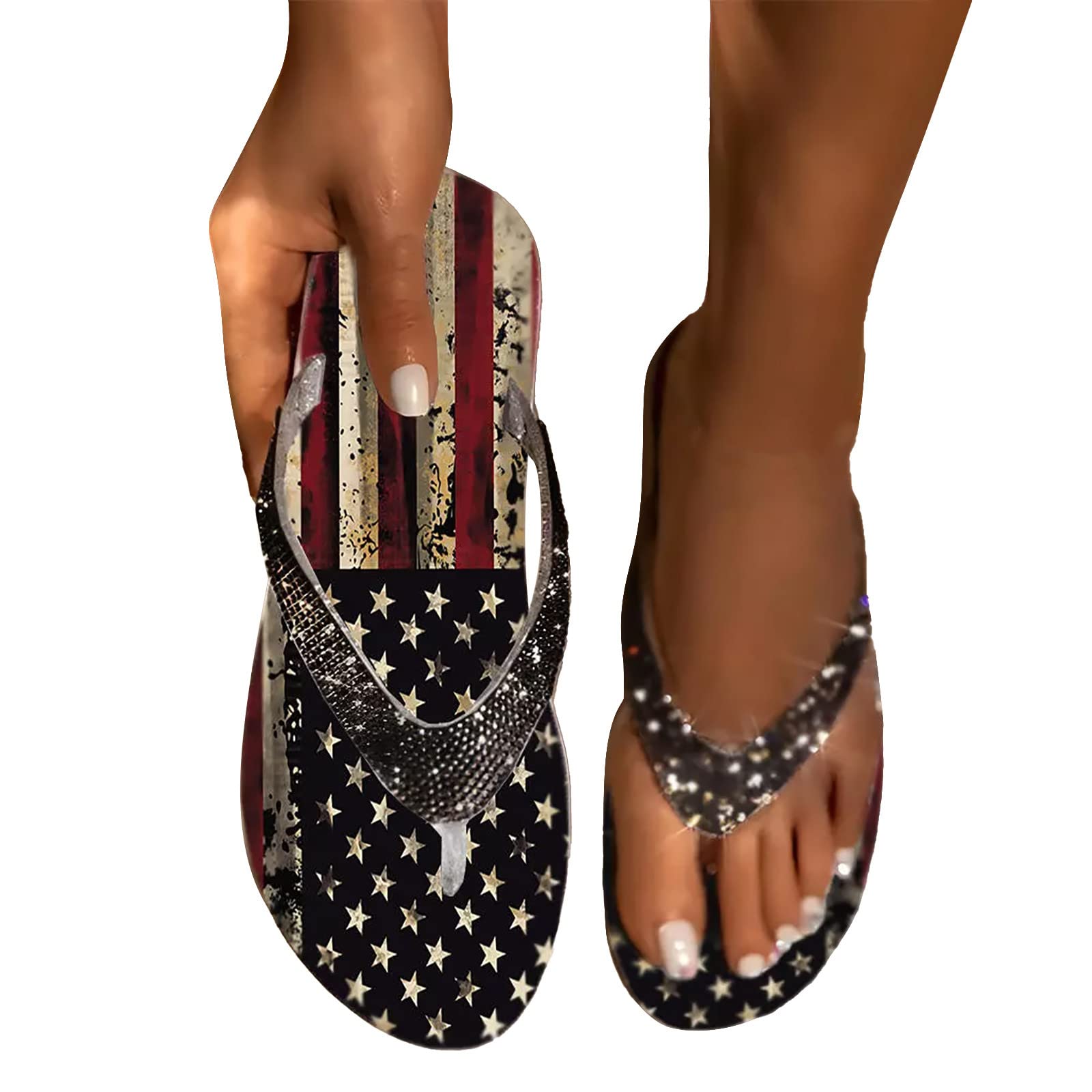 Elegant Women's Dressy Summer Sandals - Sparkly Casual Flat Flip Flop Shoes for Beach & Vacation | Perfect for Outdoor Parties, Weddings, and Summer Getaways