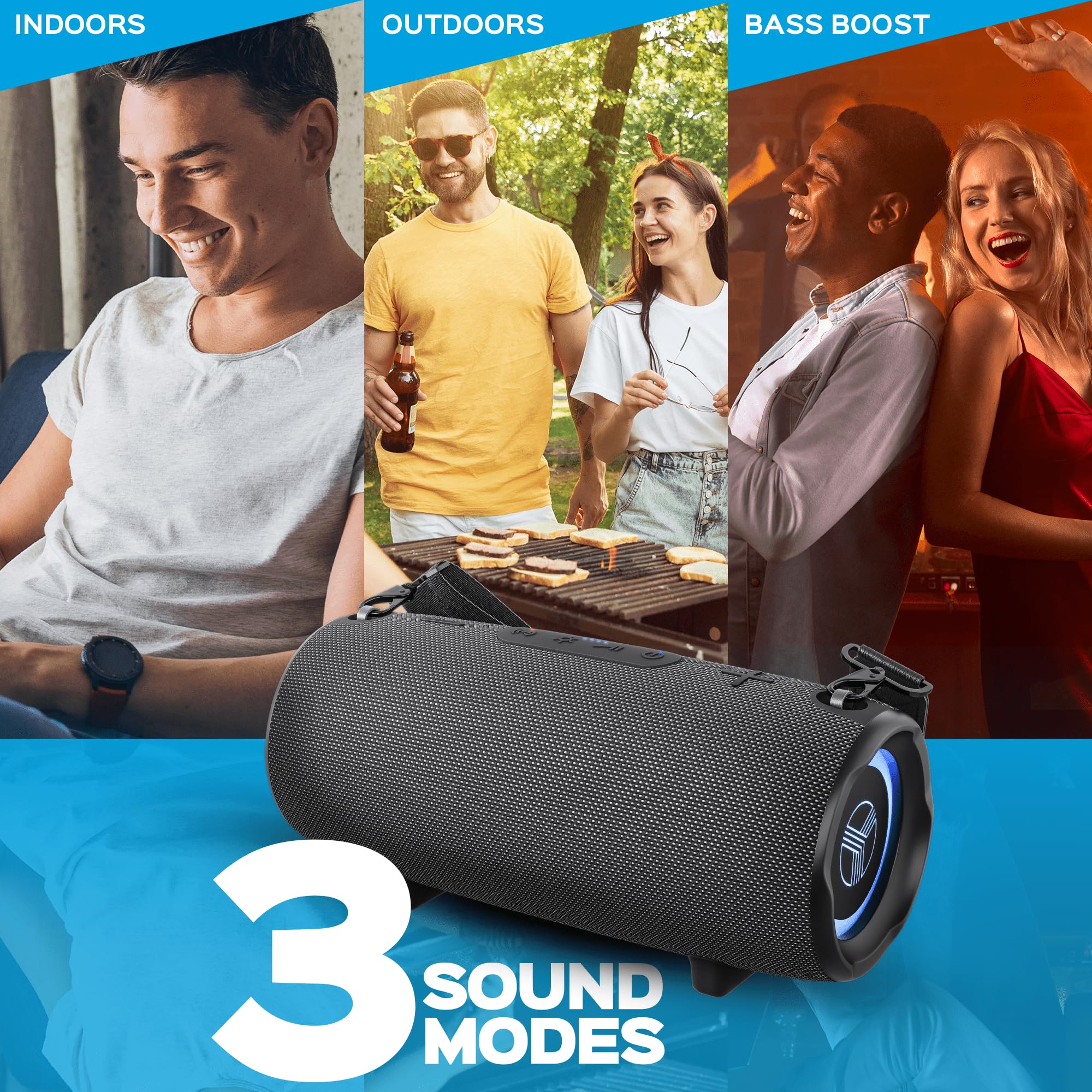TREBLAB Ultra Loud Wireless Bluetooth Speaker - 60W Stereo Sound with Deep Bass, 20H Playtime, Built-in Power Bank, IPX6 Waterproof, Portable Speaker for Home, Outdoor, Travel, Beach, Party | Perfect for Camping, Workouts, Poolside & Backyard Gatherings