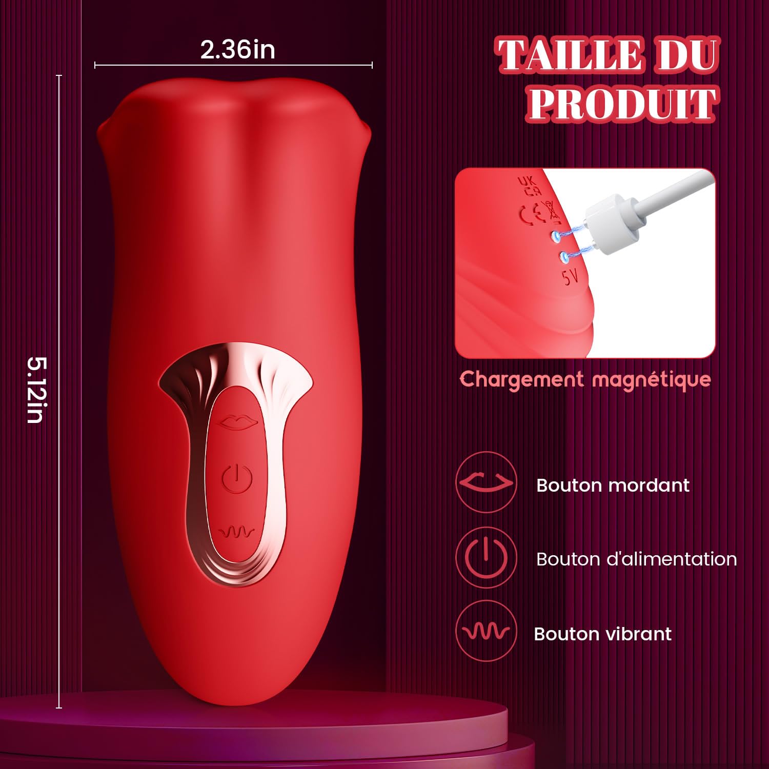 **10-Speed Rose Clitoral Vibrator for Women - Dual-Action Tongue Licking & G-Spot Stimulation - Powerful Rechargeable Adult Sex Toy with Bite & Vibration Modes - Perfect for Solo Play & Couples Foreplay**