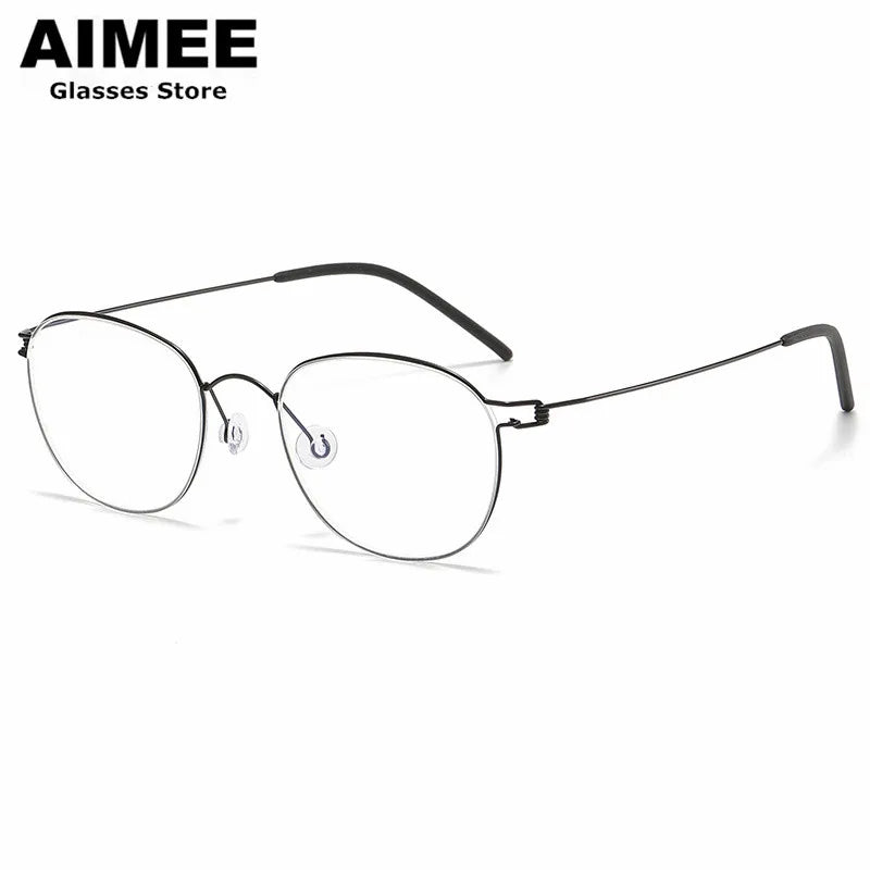 Stylish Unisex Full Rim Oval Round Screwless Titanium Eyeglasses Frame 2051 - Lightweight & Durable for Work, Reading & Daily Wear