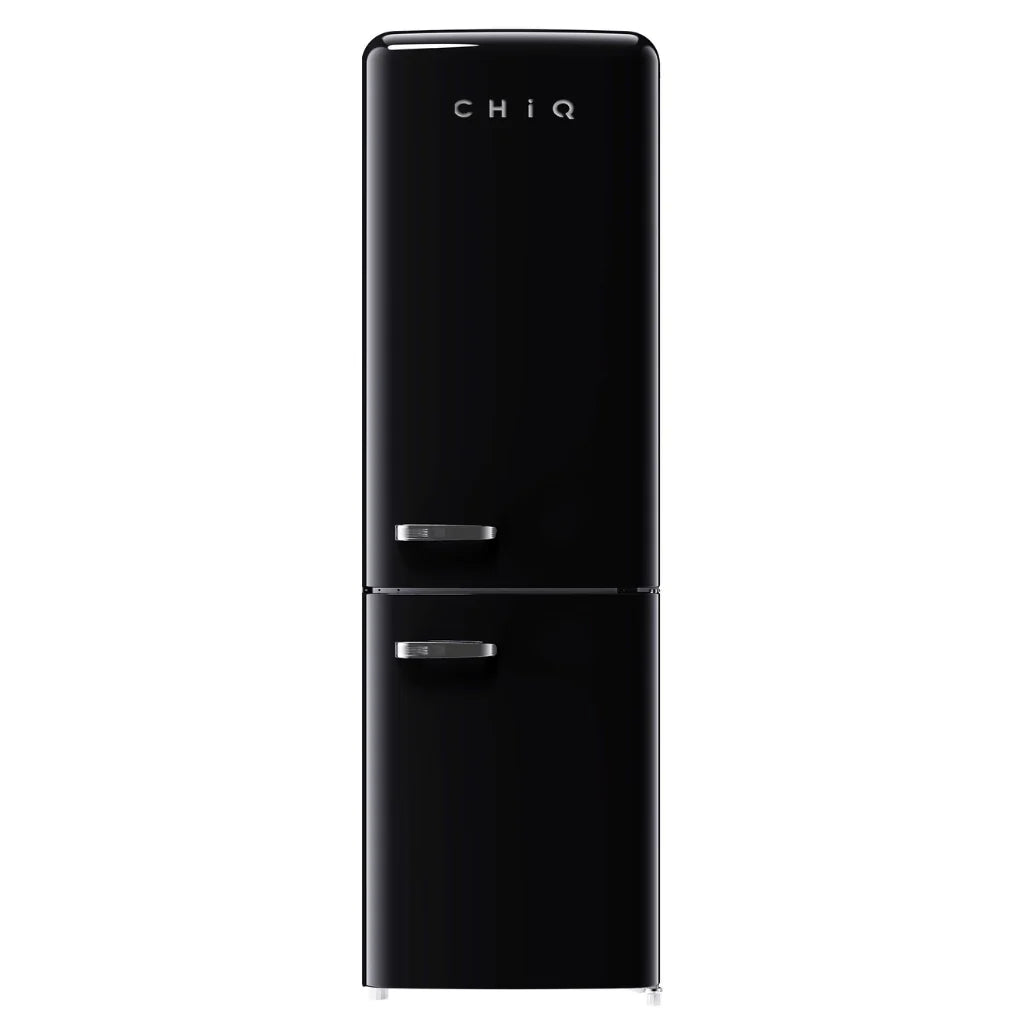 CHiQ 231L Retro Bottom Mount Refrigerator - Black (CRBM229NB3) | 5-Year Warranty | Vintage Style Kitchen Appliance for Home, Bar & Office Use