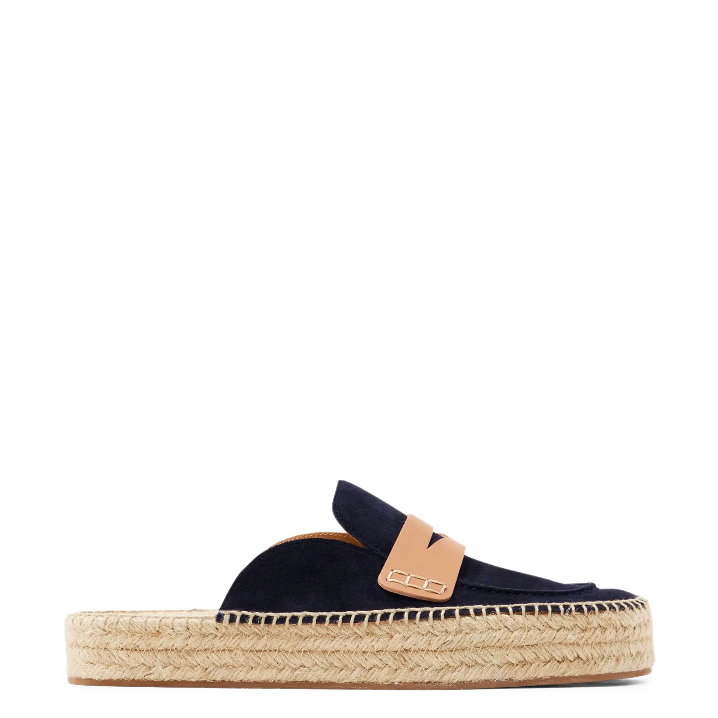 Navy Suede Espadrille Loafer Slides for Women - Comfortable Casual Summer Shoes - Perfect for Beach, Vacation and Everyday Wear