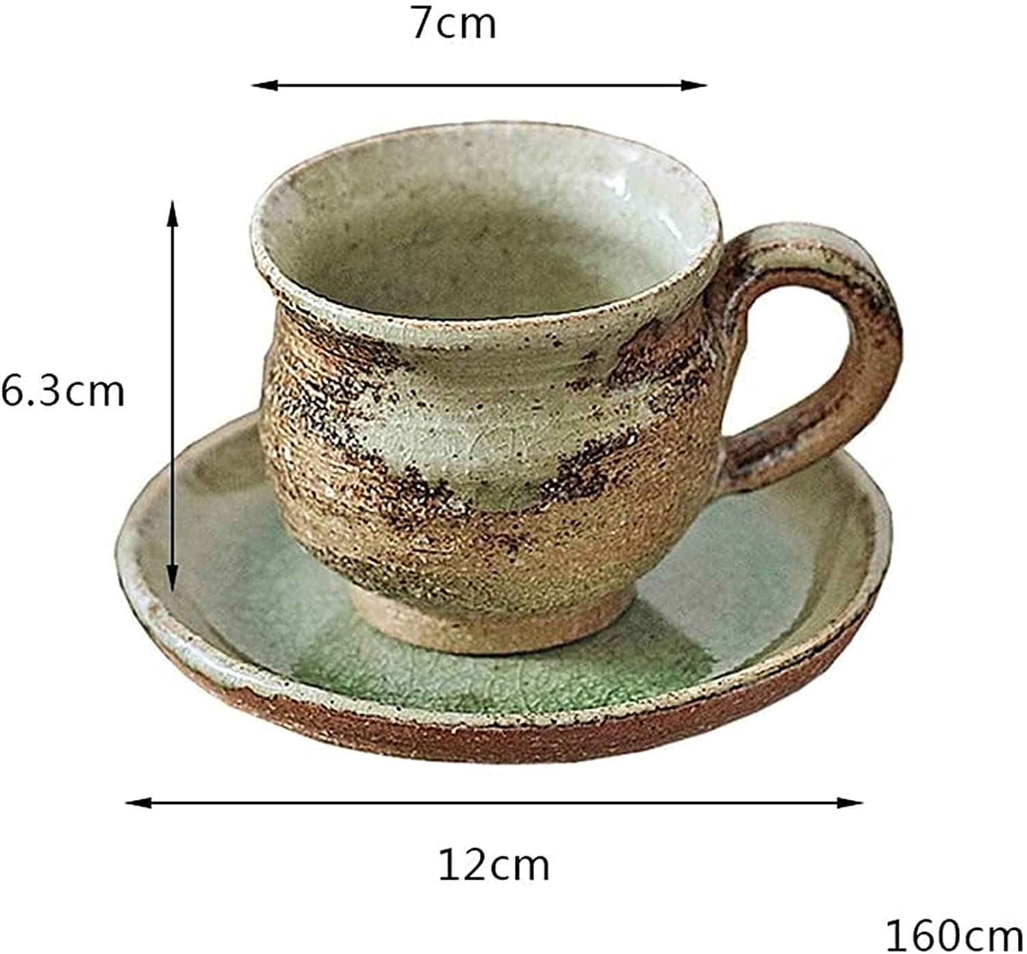 Japanese Ceramic Coffee Mug and Saucer Set - 180ml Retro Tea Cup for Barista, Dessert Shop, Birthday Gift - Perfect for Home, Office, Cafe and Gifts