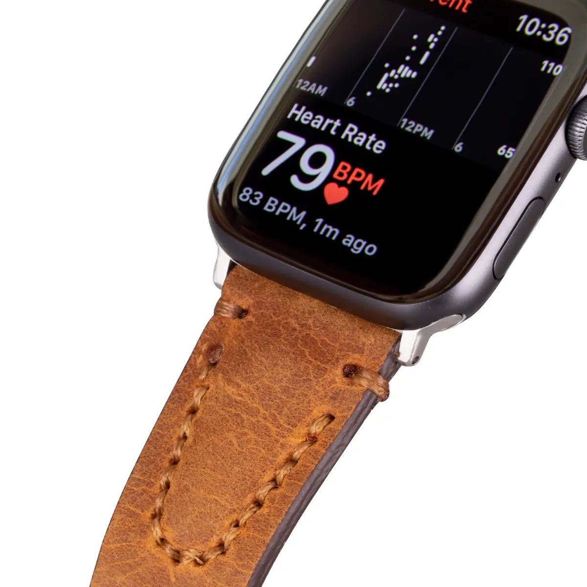 Premium Camel Brown Leather Sport Band for Apple Watch - Durable & Stylish Strap for Workouts & Everyday Wear (Avila Collection) - Perfect for Gym, Office & Casual Outings