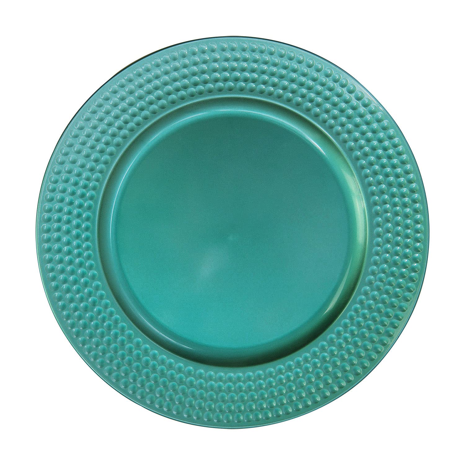 WELMATCH 12-Pack 13-Inch Round Aqua Plastic Hammer Edge Charger Plates - Elegant Wedding & Party Tableware Decorations for Bridal Showers, Banquets, and Special Events (Blue, 12 Count)