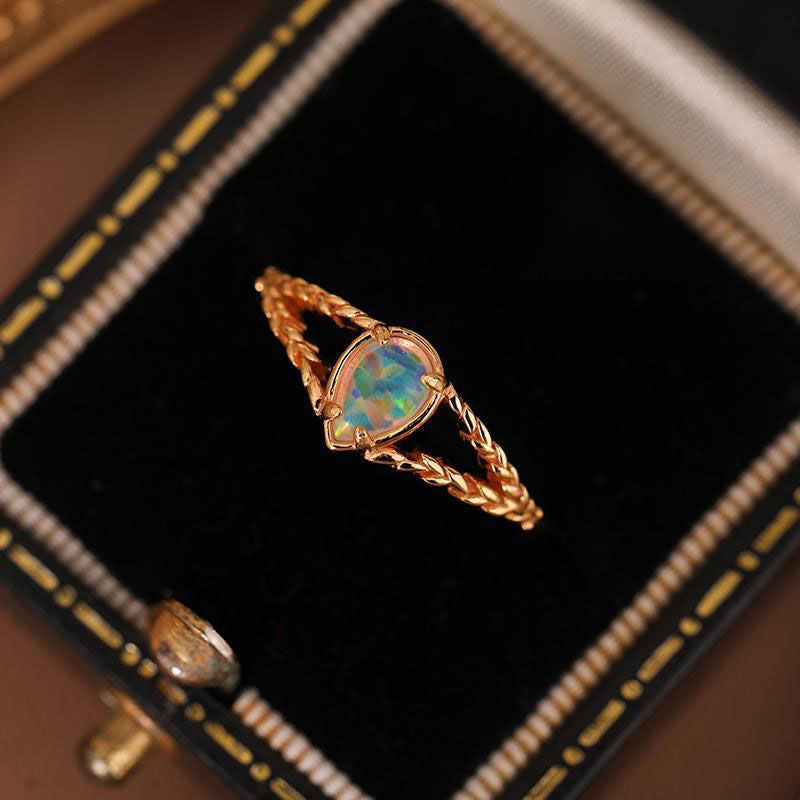 Opal Split Braid Ring - October Birthstone Jewelry for Women, Sterling Silver Stackable Band, Unique Handmade Gift for Her | Perfect for Birthdays, Anniversaries & Everyday Elegance