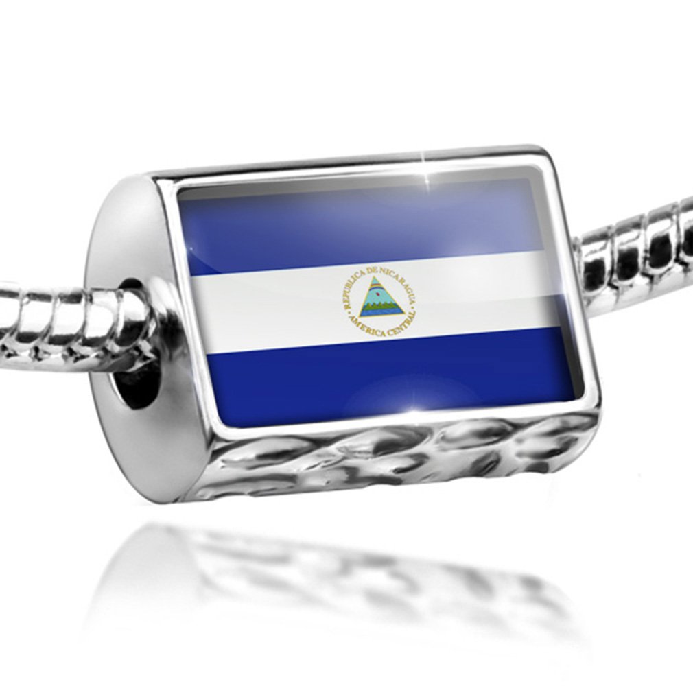 Nicaragua Flag Charm Bead - Compatible with All European Bracelets for Travel, Gifts & Patriotic Jewelry Making