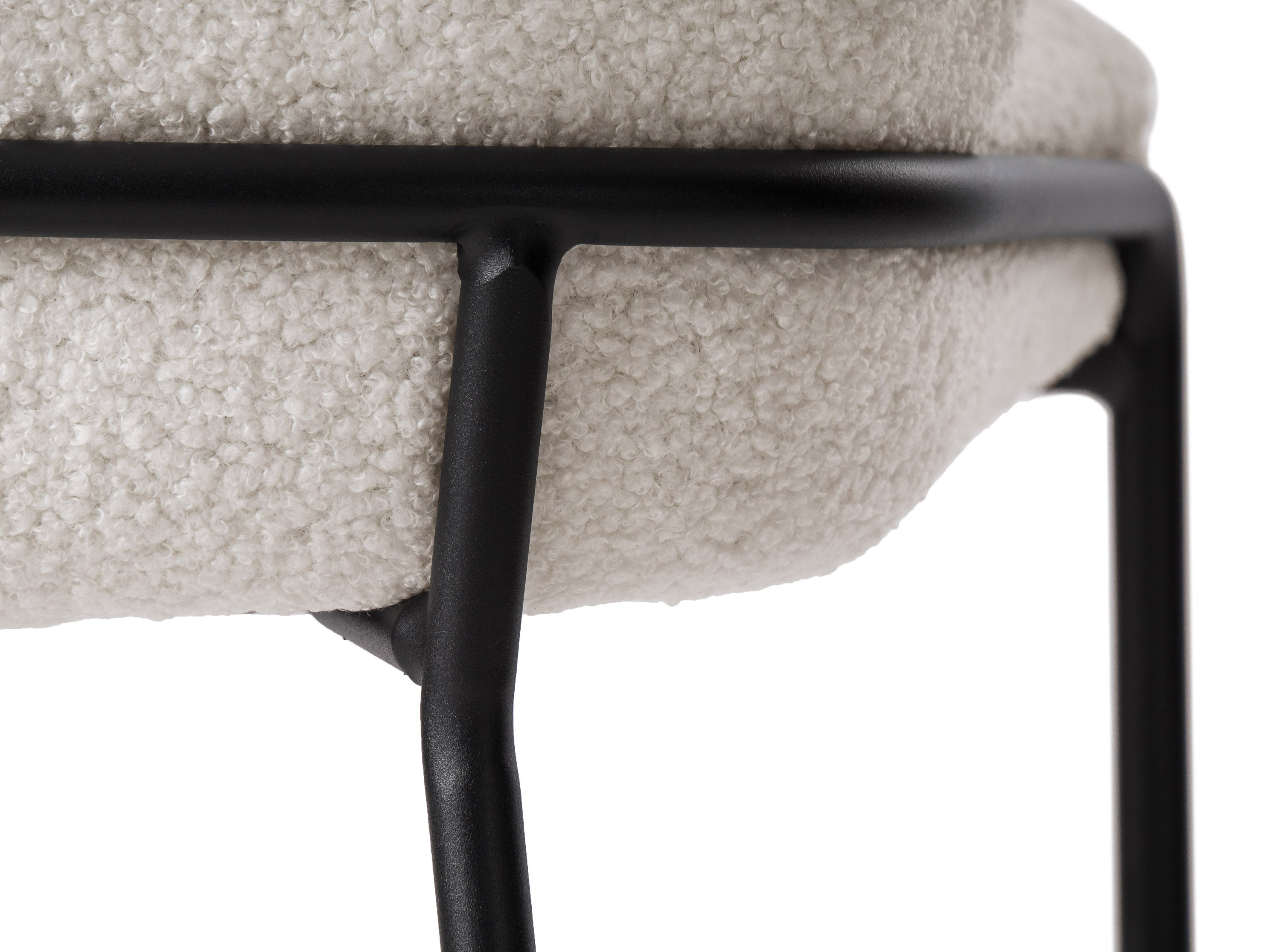 White Boucle Bar Stool - Modern Upholstered Counter Height Stool with Metal Legs for Kitchen Island, Breakfast Nook & Home Bar Decor