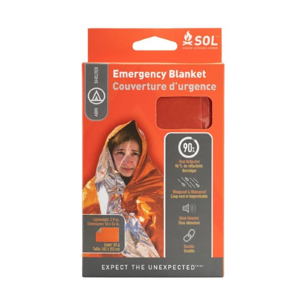 Emergency Survival Blanket - SOL Premium Reflective Mylar Thermal Blanket for Camping, Hiking, First Aid & Disaster Preparedness - Compact & Lightweight for Outdoor Adventures