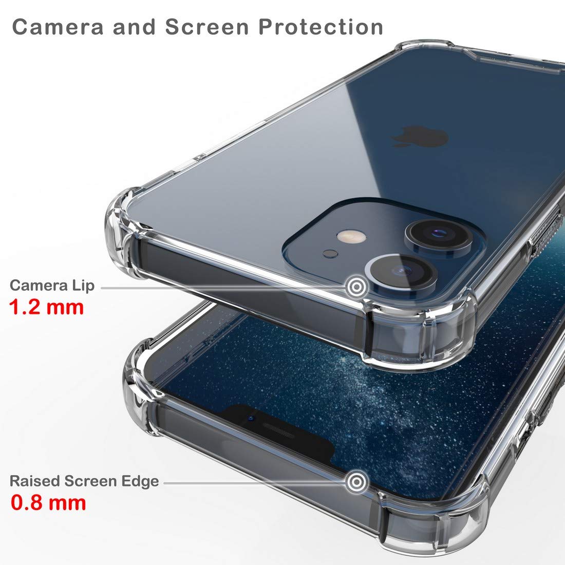 Clear Aquaflex Flexible TPU Shock-Absorbing Case for Apple iPhone 12 & iPhone 12 Pro (6.1 Inch, 2020 Model) - Slim Protective Cover for Everyday Use, Work & Outdoor Activities