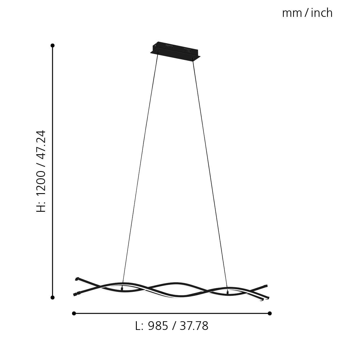Eglo Lasana 3-Light LED Modern Curved Ceiling Pendant Light Fixture - Perfect for Dining Room, Kitchen Island or Bedroom Lighting
