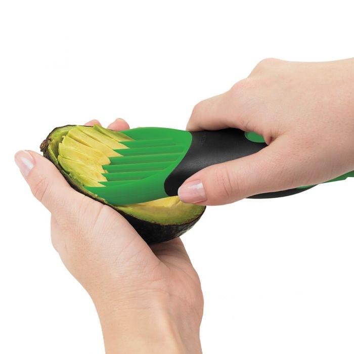 OXO 3-in-1 Avocado Slicer Tool - Stainless Steel Kitchen Gadget for Pitting, Slicing and Dicing - Perfect for Salads, Sandwiches & Guacamole Prep
