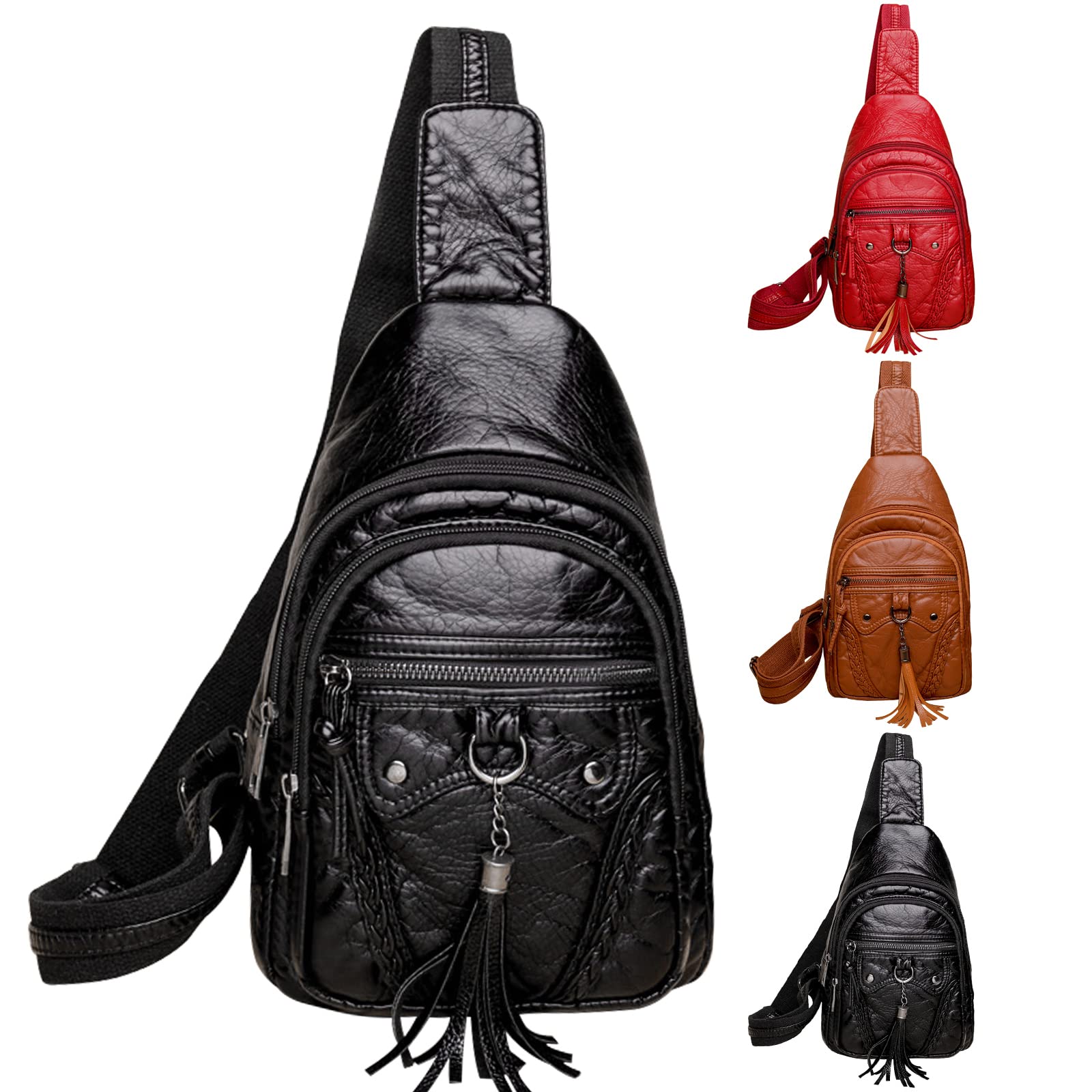 Stylish Waterproof Leather Sling Bag for Women - Crossbody Chest Bag & Fashionable Small Backpack Purse - Perfect for Travel, Hiking, and Everyday Use