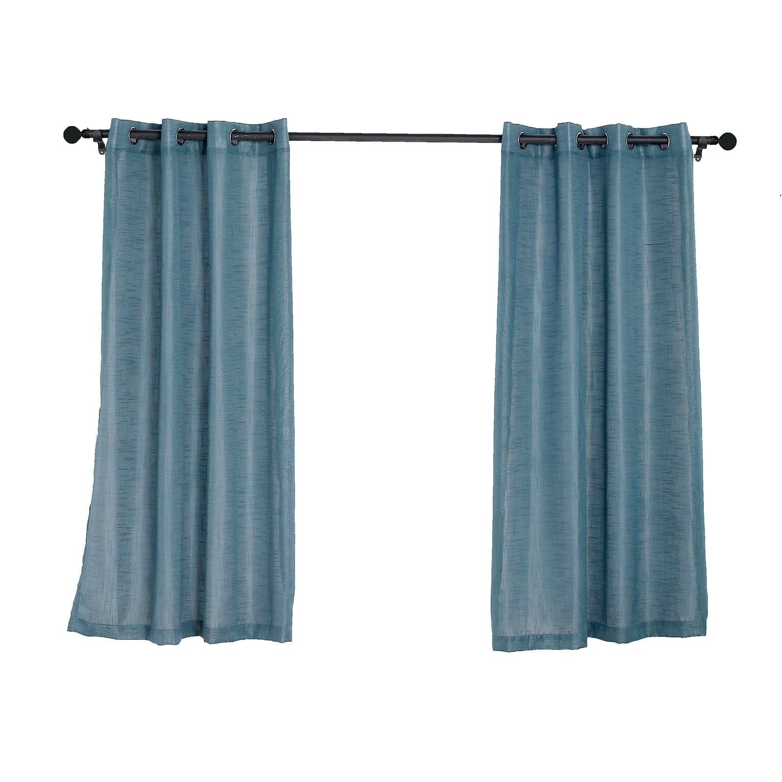 2 Pack 52x64 Inch Faux Linen Curtain Panels with Chrome Grommets - Light Filtering Window Drapes for Living Room & Bedroom