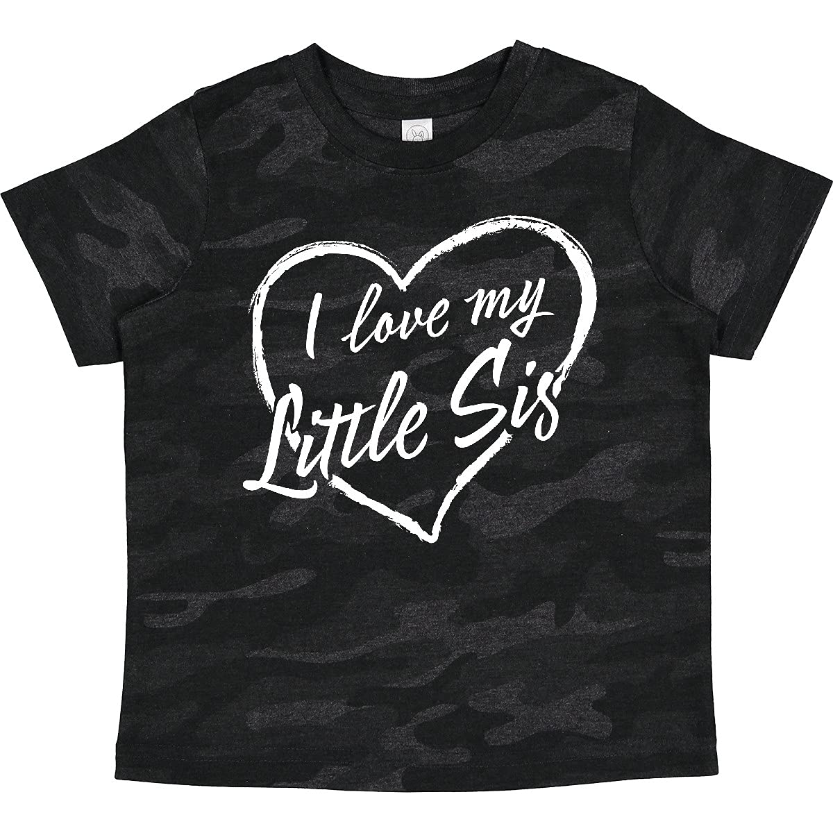 Inktastic I Love My Little Sis White Chalk Heart Toddler T-Shirt - Cute Sibling Matching Outfit for Toddler Girls & Baby Sisters