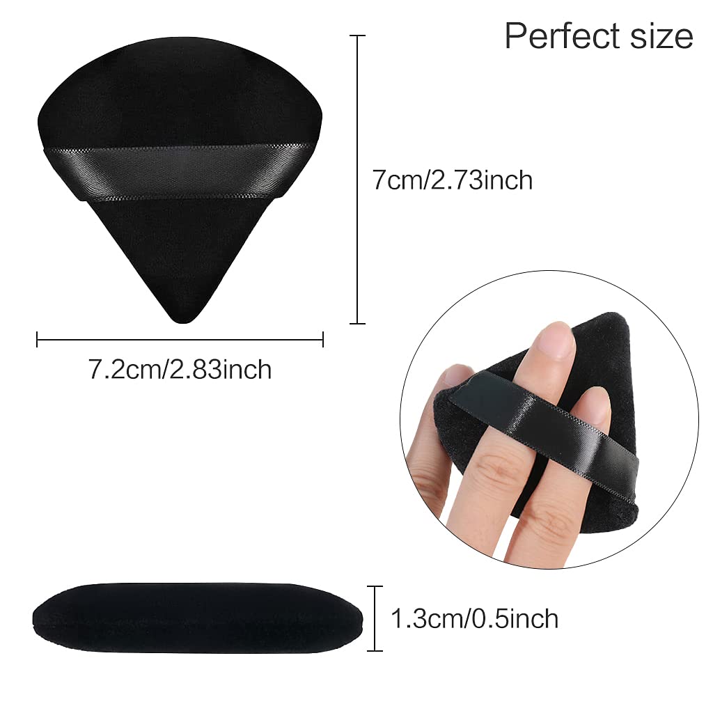4-Pack Soft Triangle Makeup Puffs for Wet & Dry Use - Foundation, Mineral Powder, Body Powder & More - Washable & Reusable Black Makeup Sponges - Perfect for Daily Makeup Application & Touch-Ups