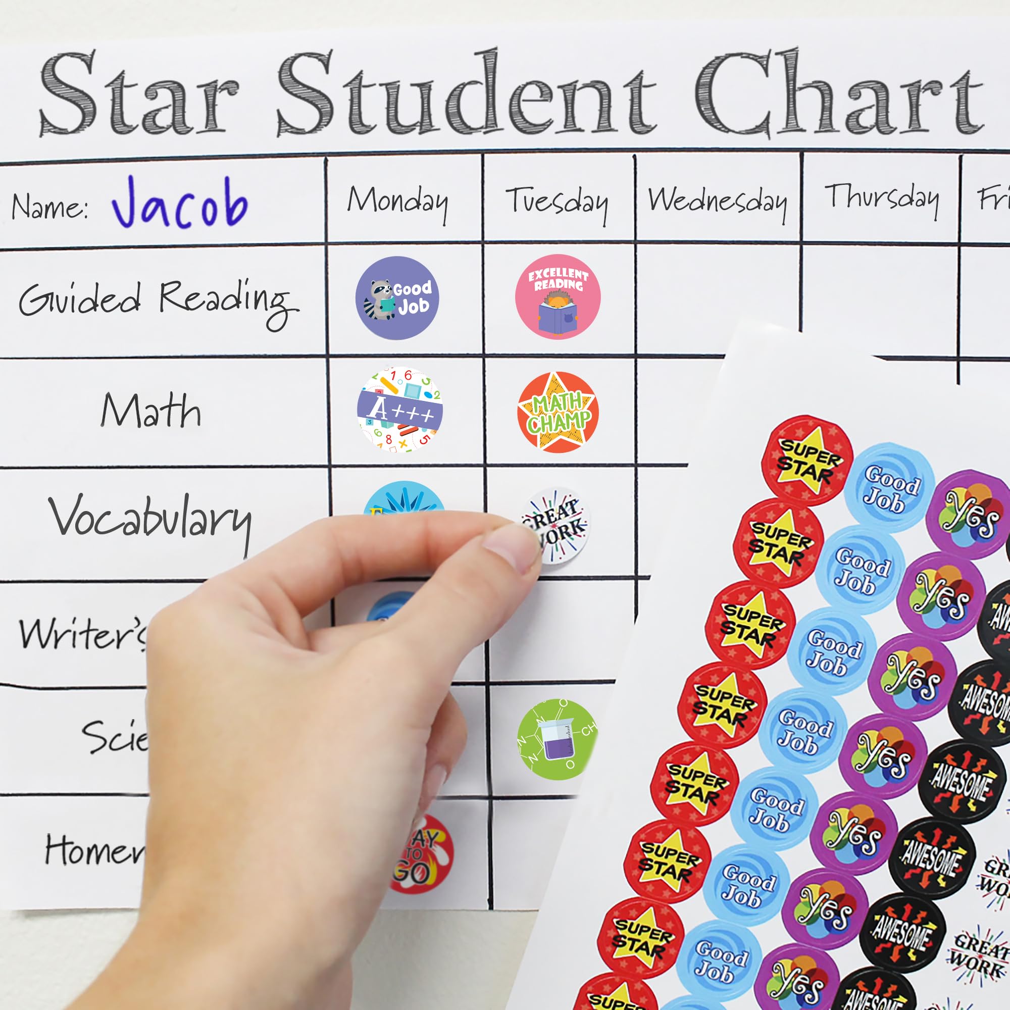 Teacher Reward Stickers for Kids - 1,080 Count Variety Pack with Math, Reading & Science Stickers - Perfect for Classroom Incentives, Student Motivation & Homeschool Learning Activities