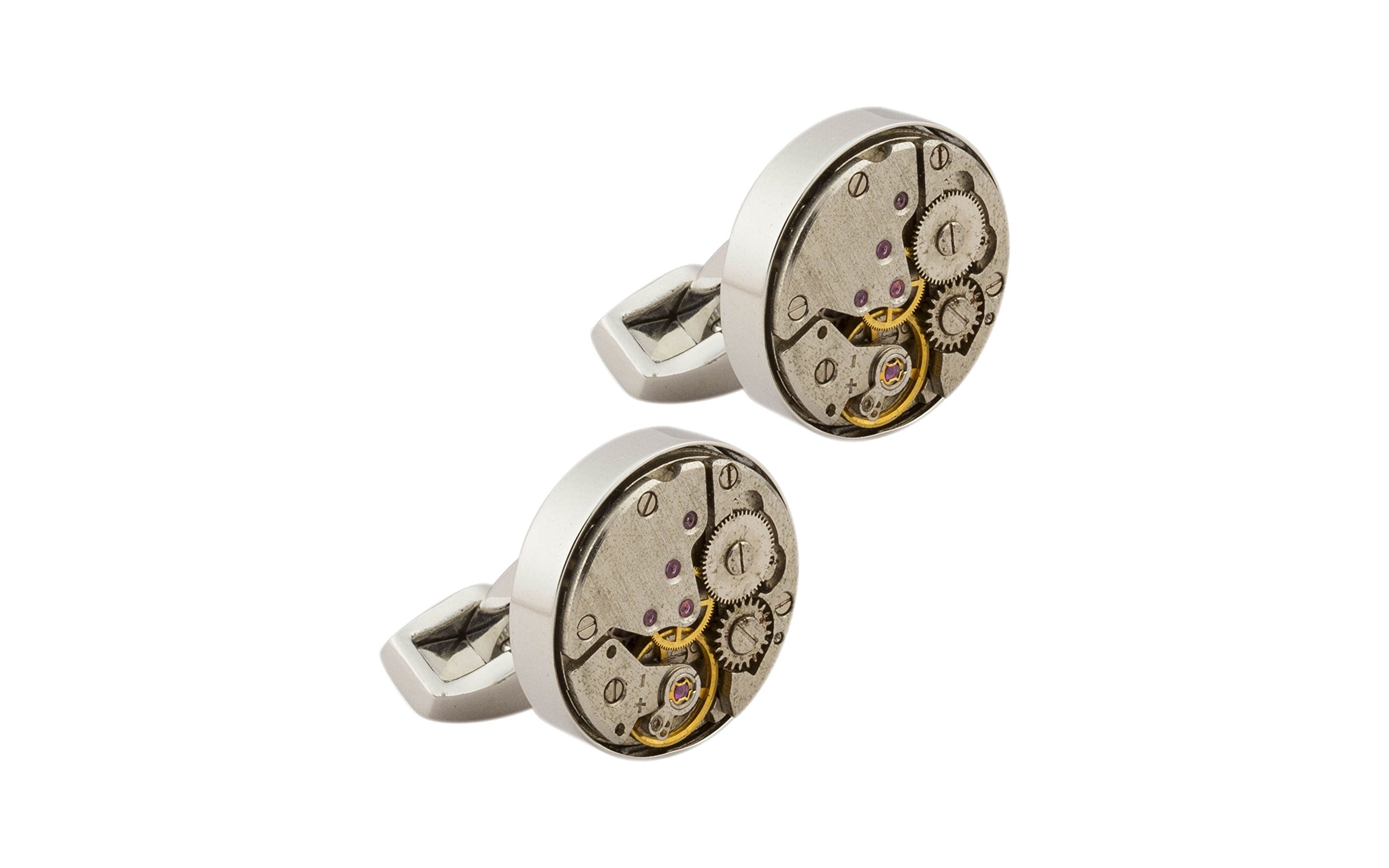 Steampunk Watch Movement Cufflinks for Men - Vintage Mechanical Gear Cuff Links - Perfect for Formal Wear, Weddings & Business Attire