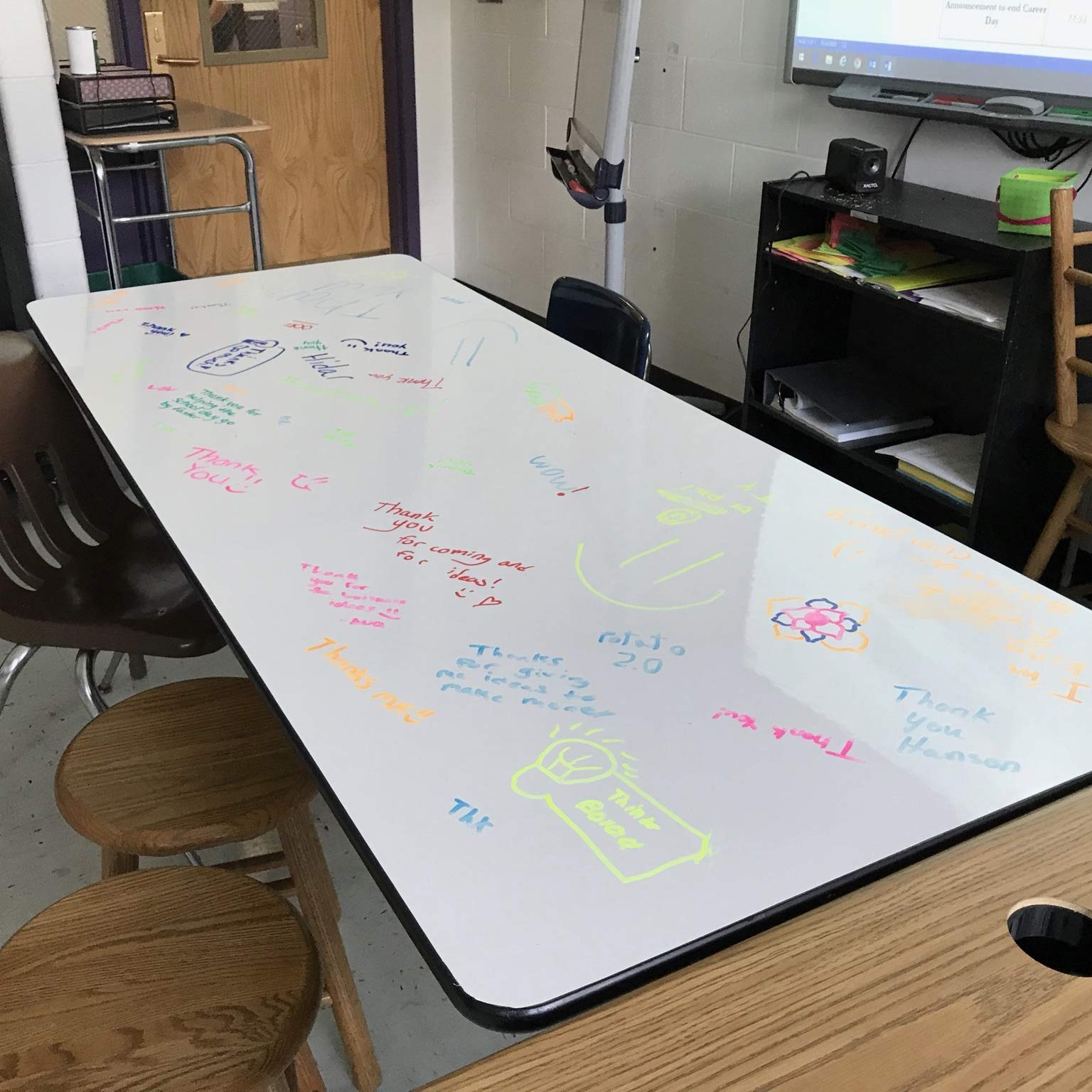 Think Board Premium 4'x10' Whiteboard Wall Sticker - Ultra-Removable Peel & Stick Dry Erase Board for Office, Home & Classroom - Stain-Proof Erasable Message Board (48