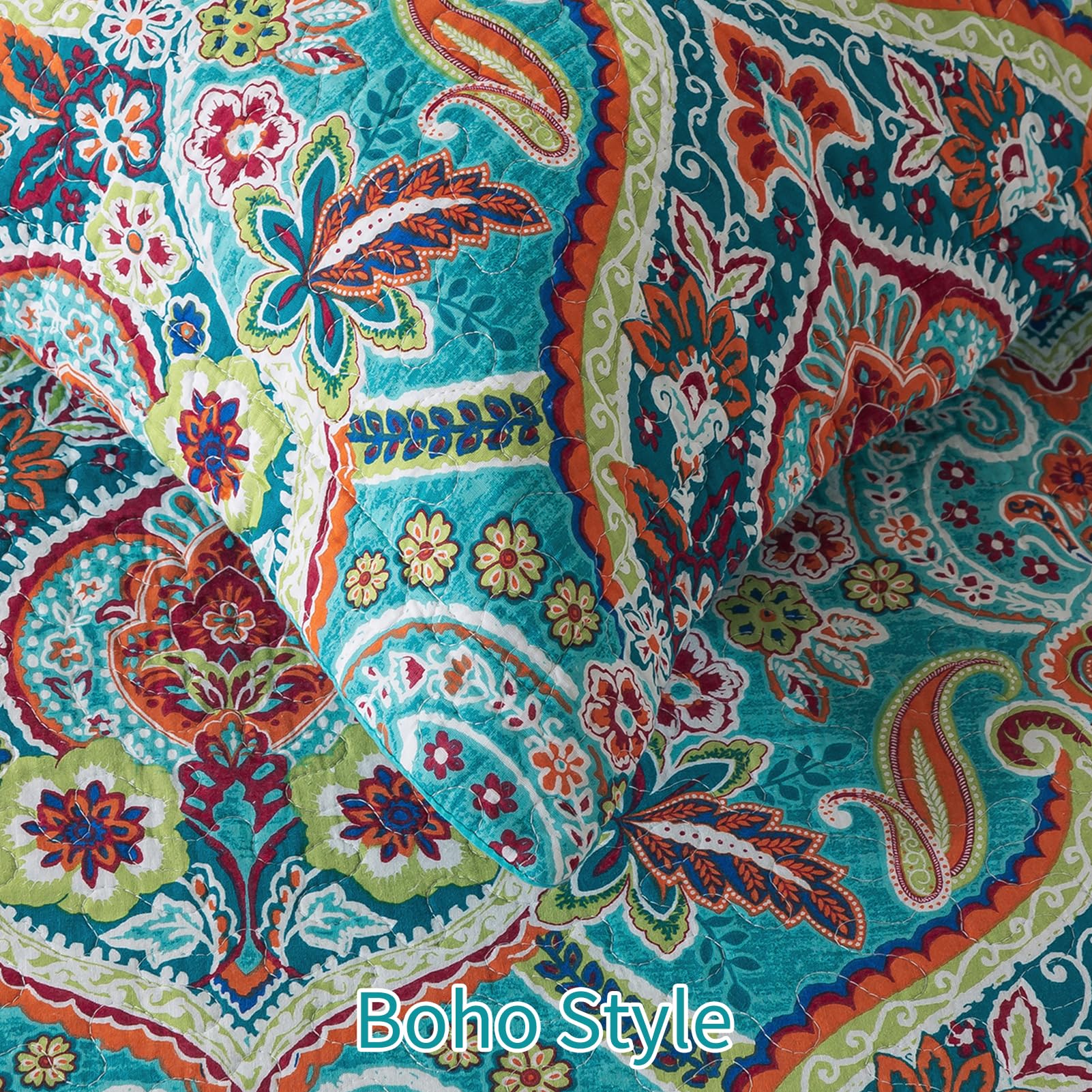 BEDIFANY Queen Size Quilt Set - Lightweight 100% Cotton Reversible Bedspread Coverlet (90x98 Inches) with Boho Design - 3-Piece Bedding Set for Comfortable Sleep - Perfect for Guest Rooms, Master Bedrooms & Cozy Home Decor